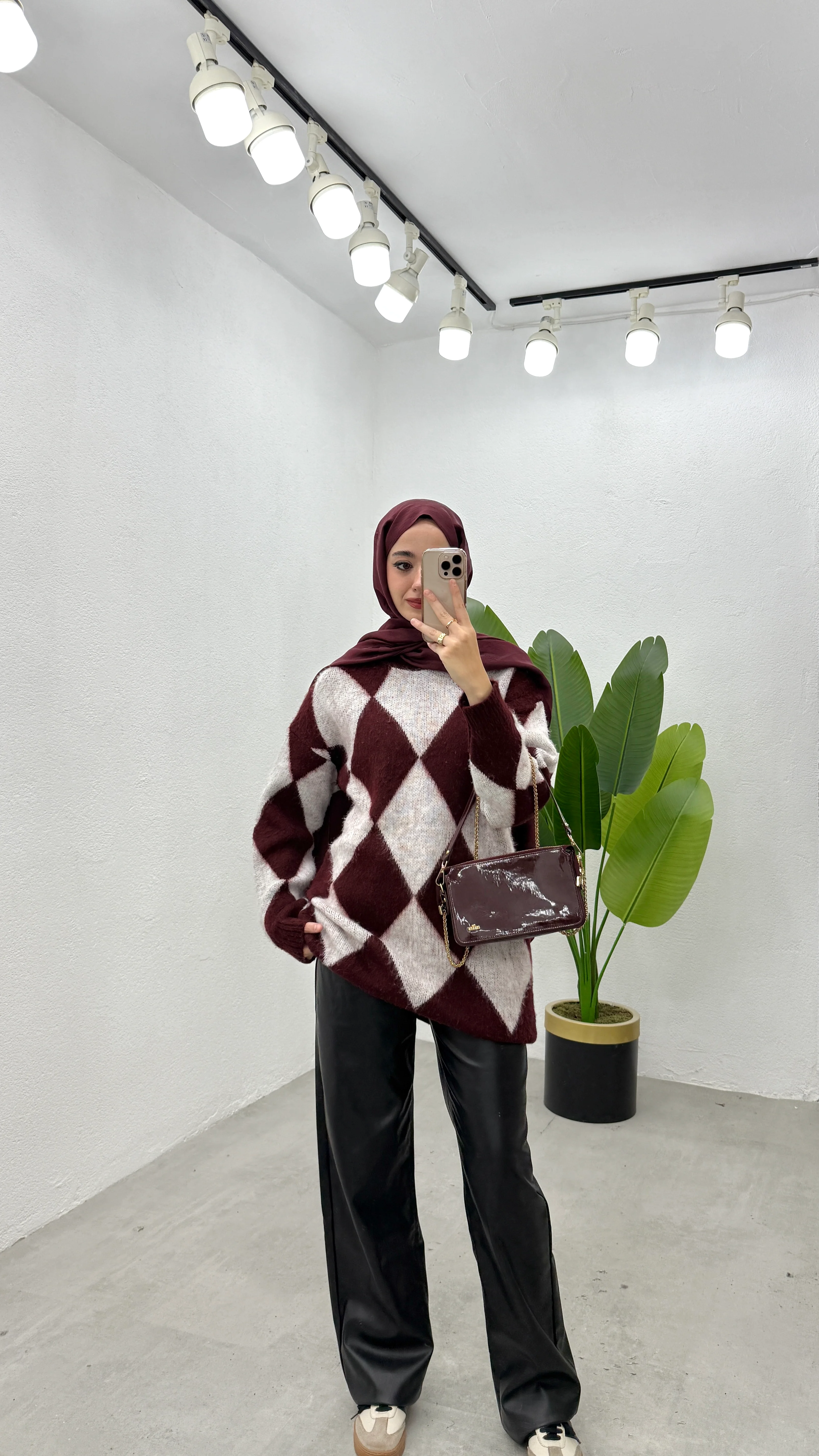 Baklava Desen Kazak - Bordo