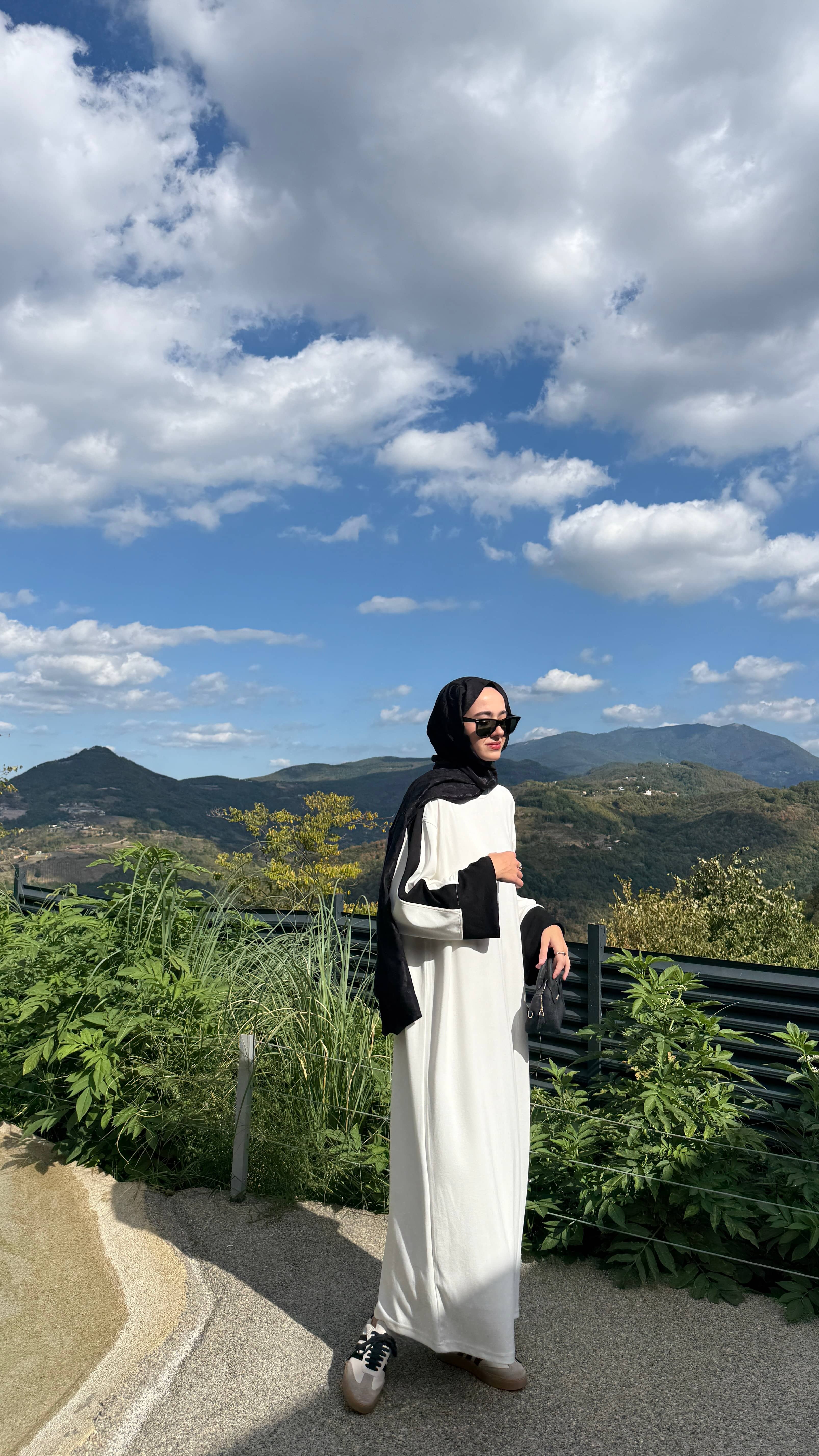 Çift Renk Oysh Elbise - Beyaz