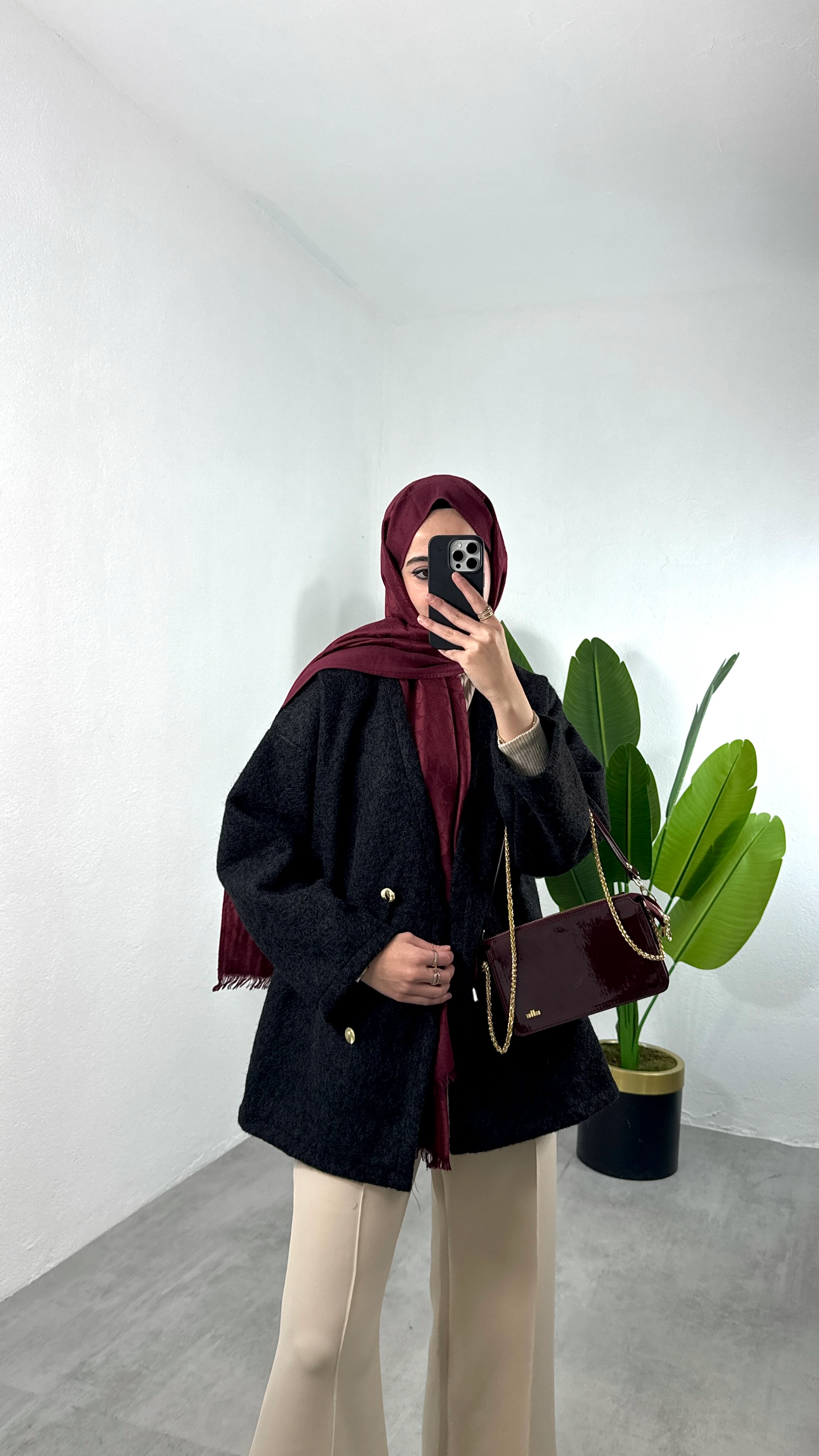 Gold Düğmeli Buklet Ceket