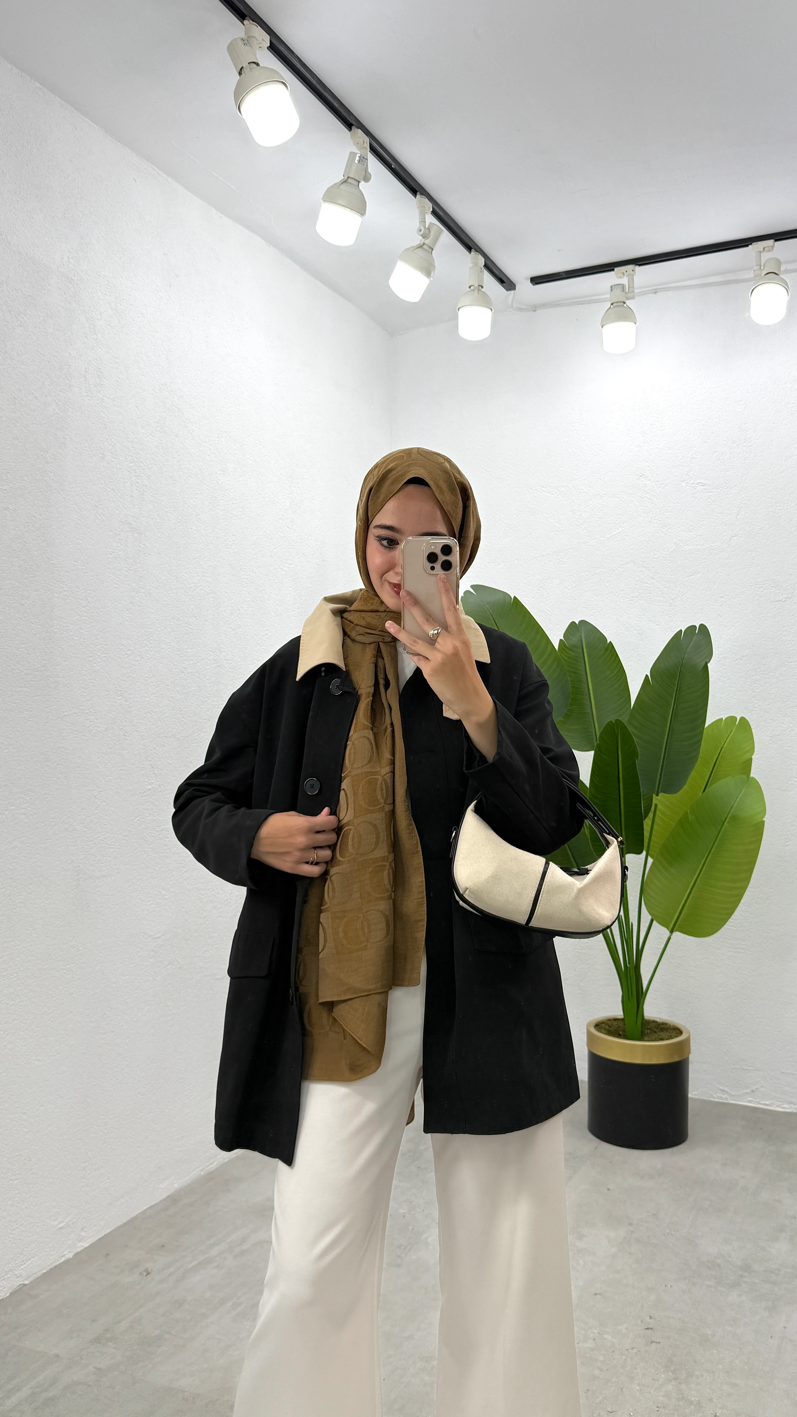 Çift Renk Trençkot - Siyah