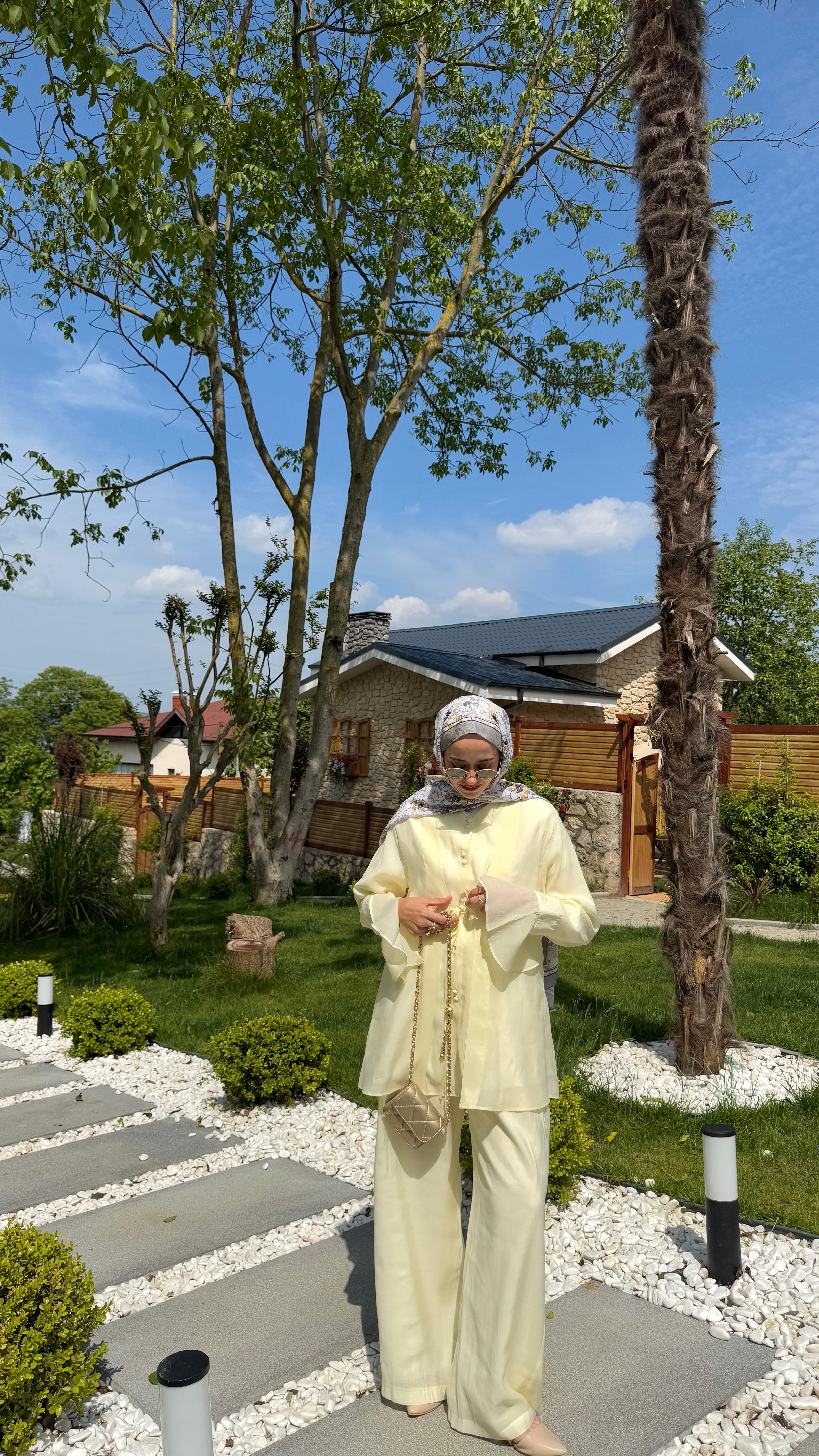 Moli Pamuk Vual Pantolonlu Takım