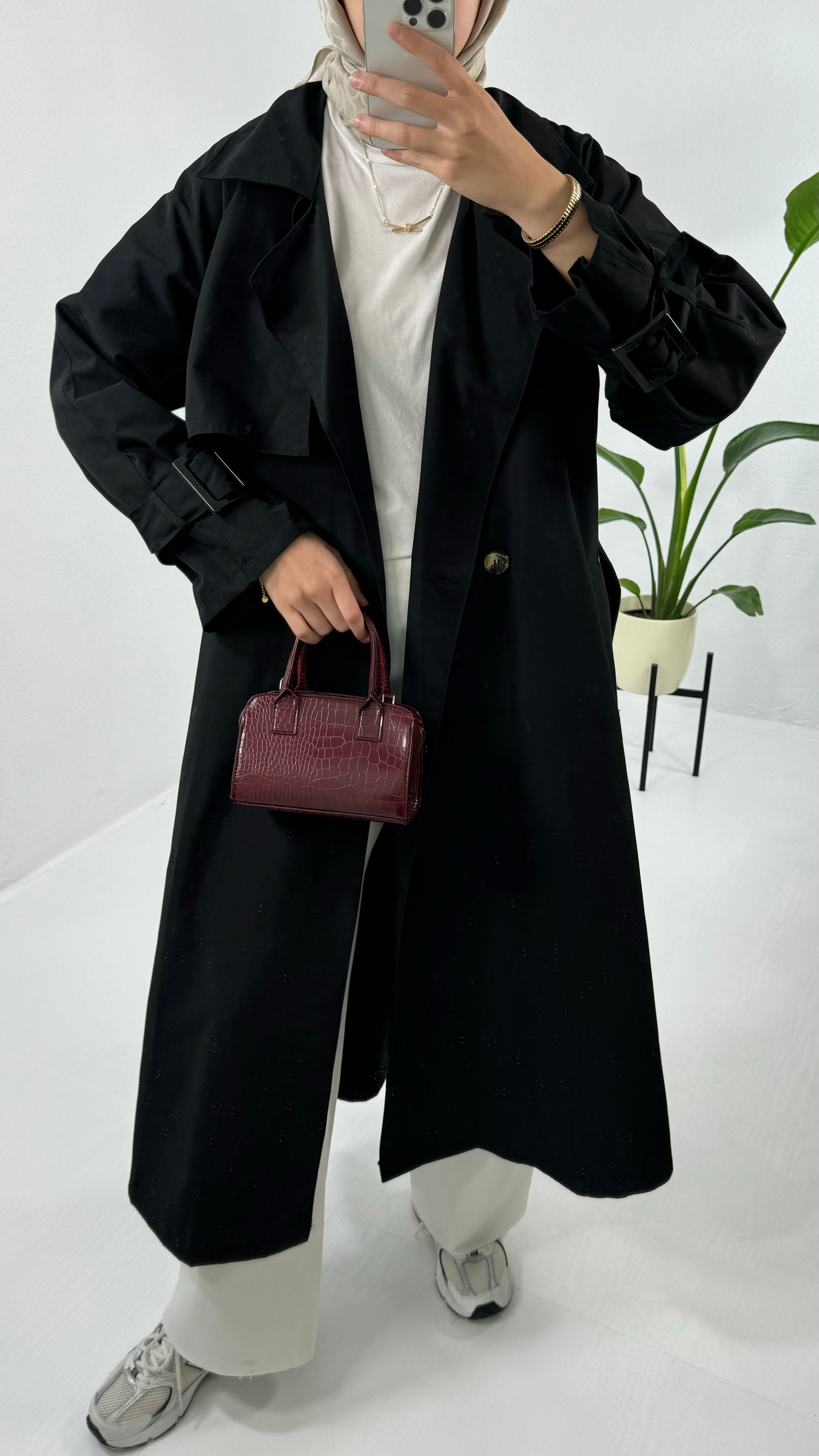 Oversize Trençkot - Siyah