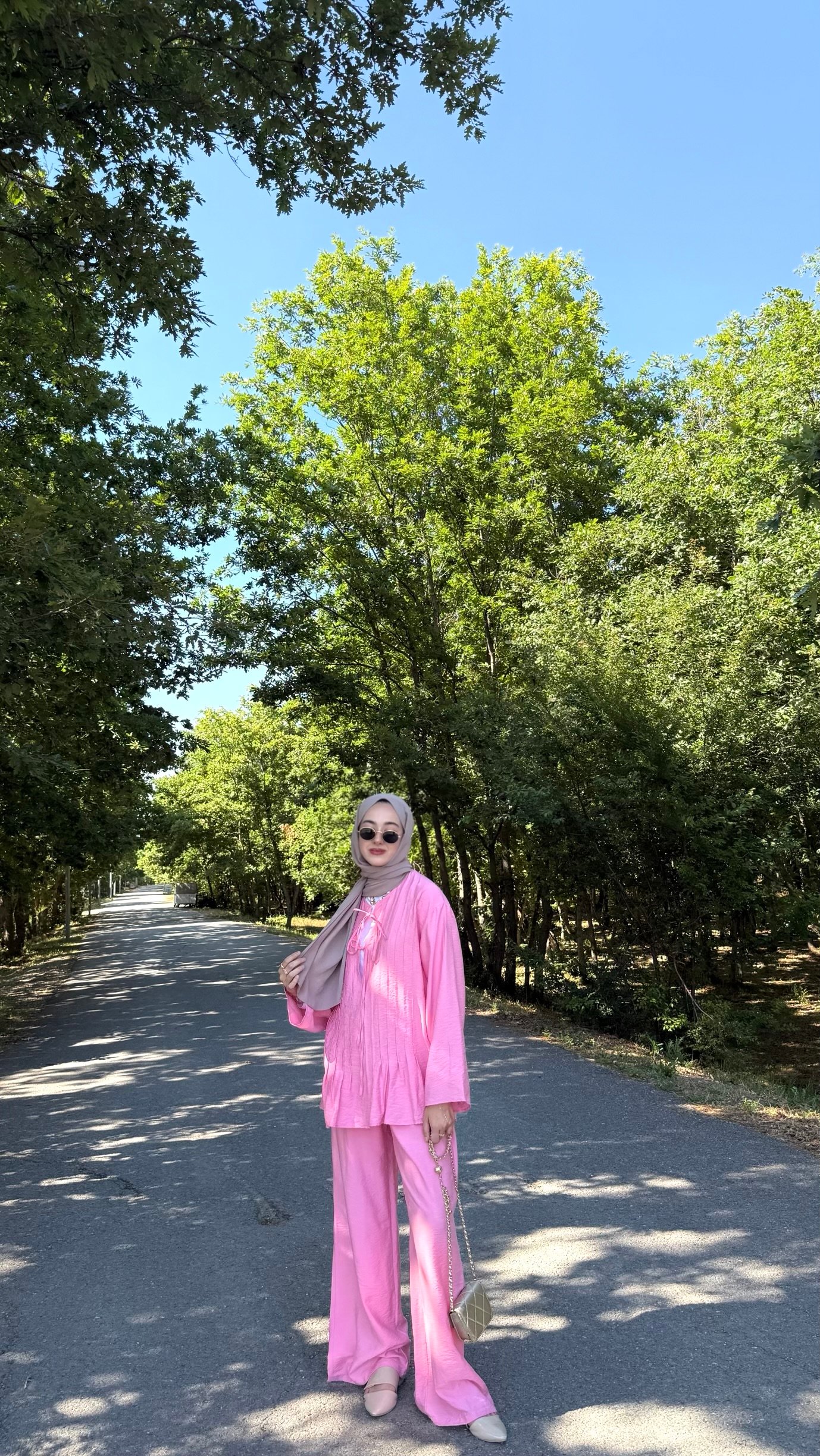 Suve Pileli Takım - Pembe