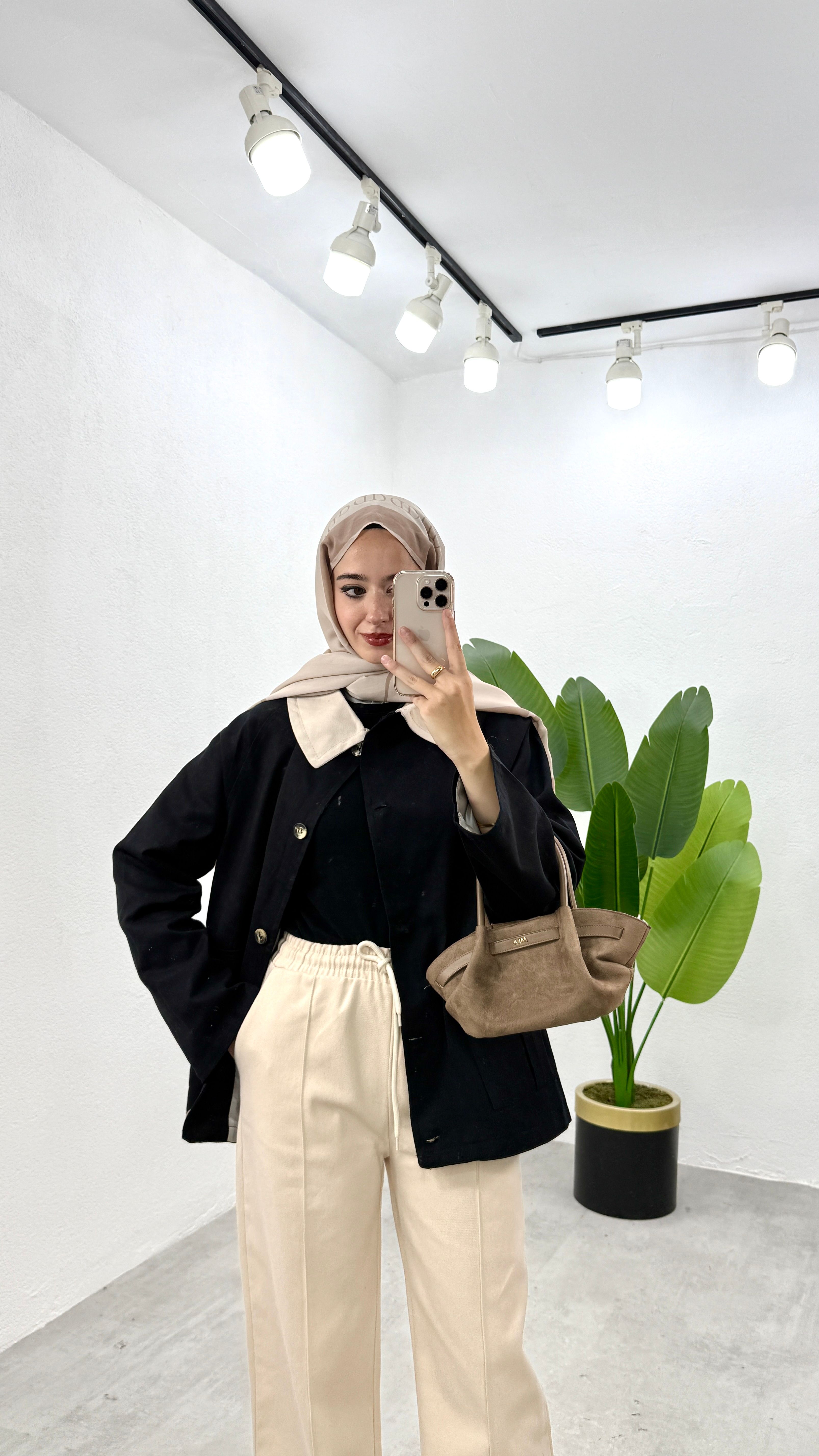 Gabardin Parka Ceket - Siyah