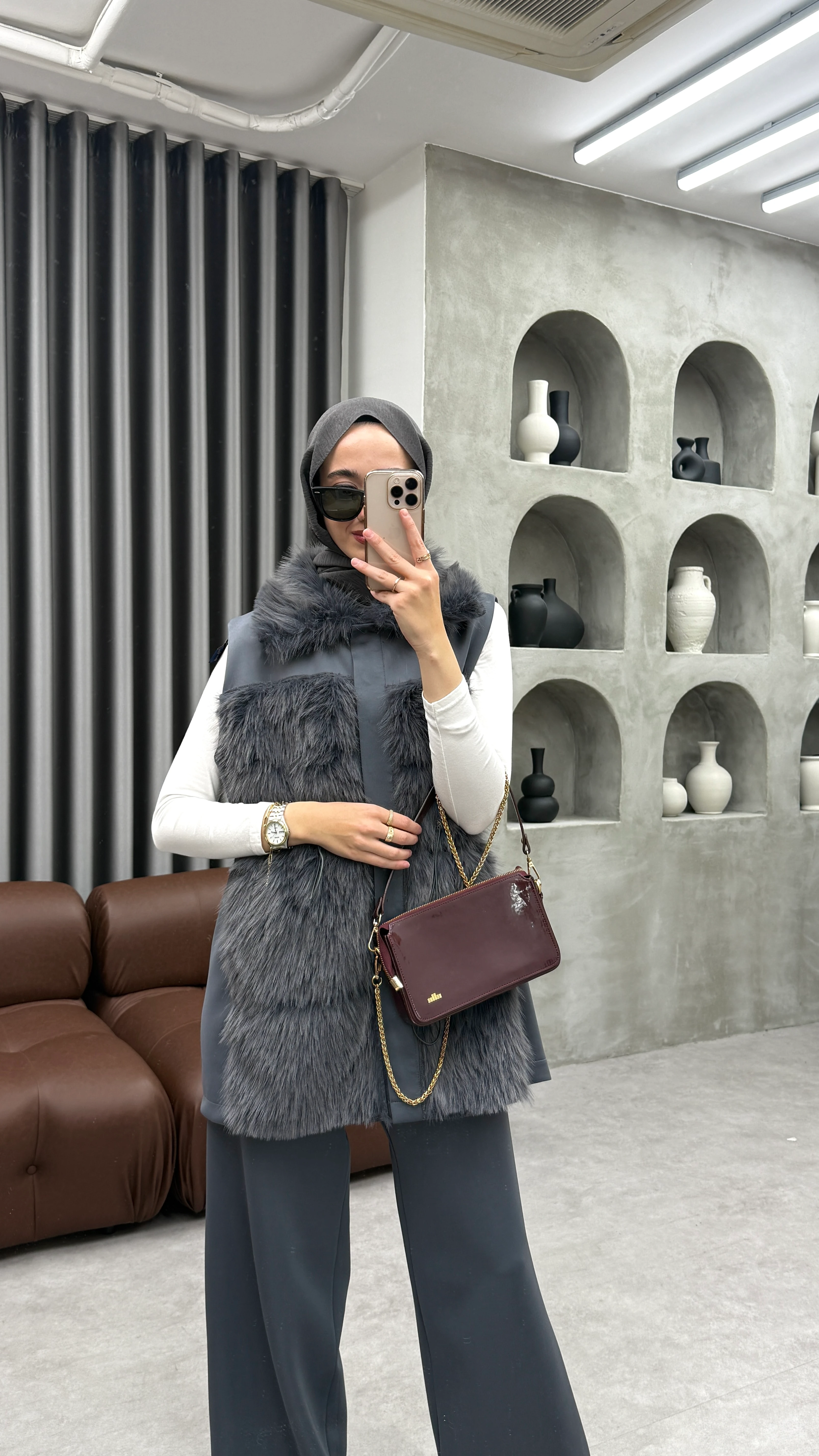 Parla Scuba Kürklü Takım - Gri