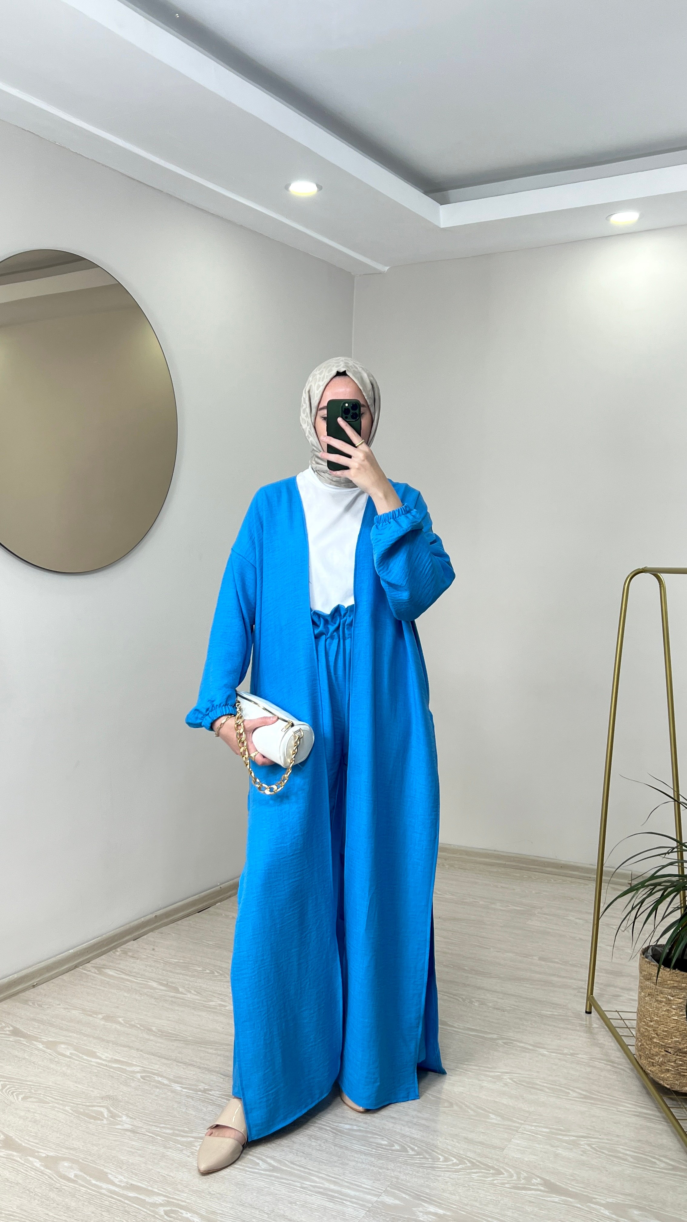 Bağlamalı Kimono Takım - Mavi