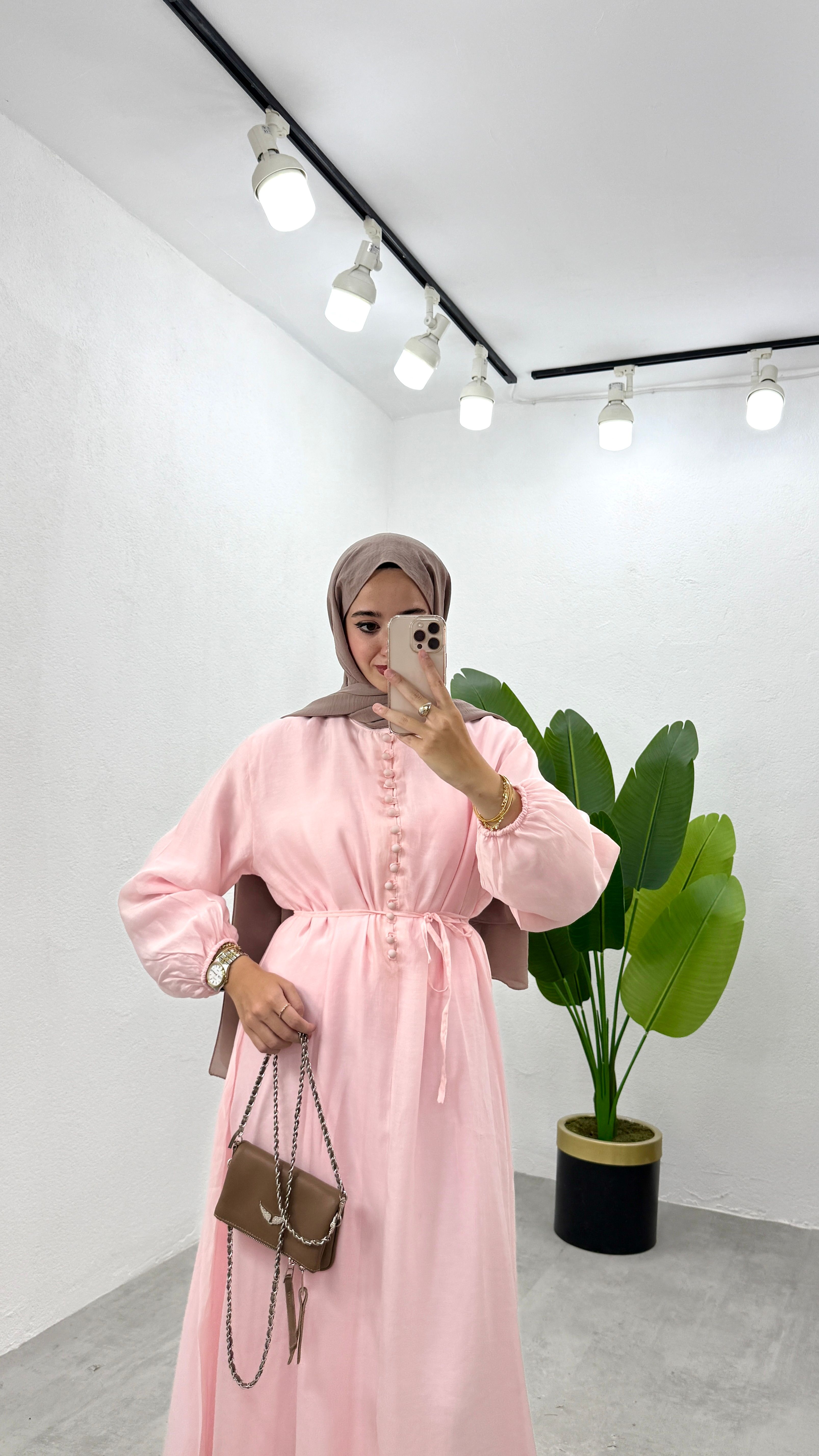 Rüya Astarlı Elbise - Pembe