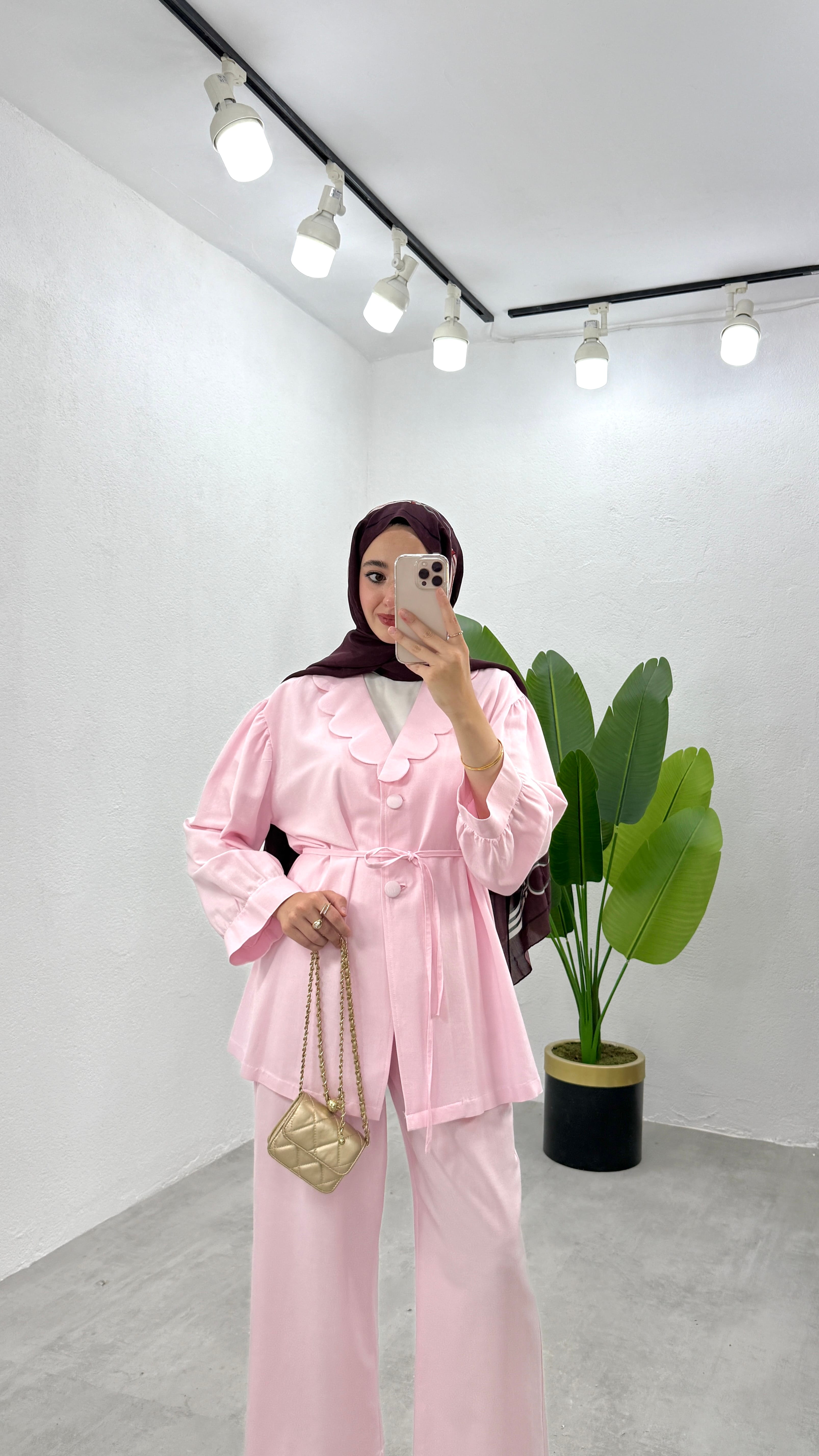 Daisy Keten Takım - Pembe