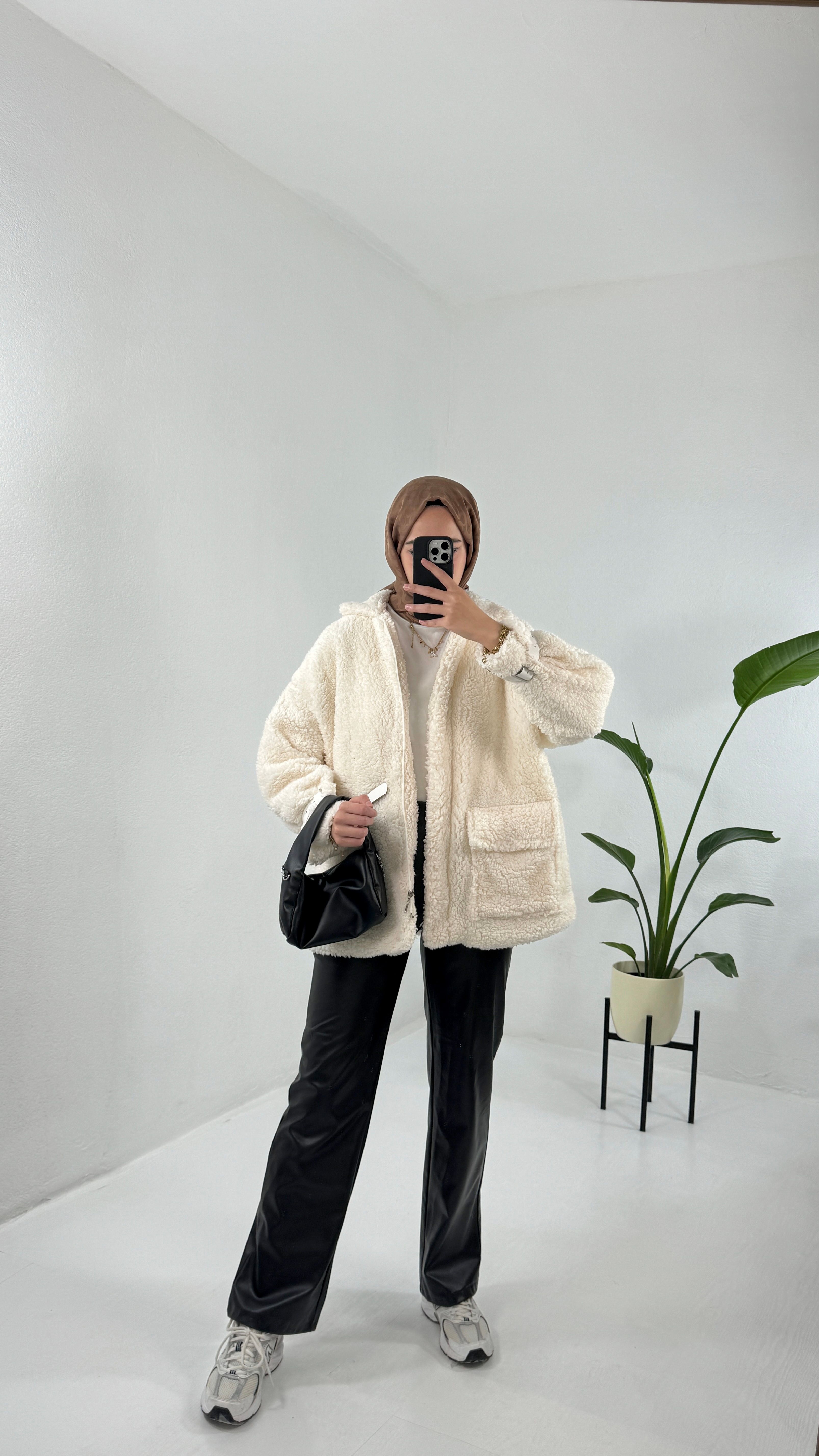 Soft Peluş Ceket Mont - Ekru