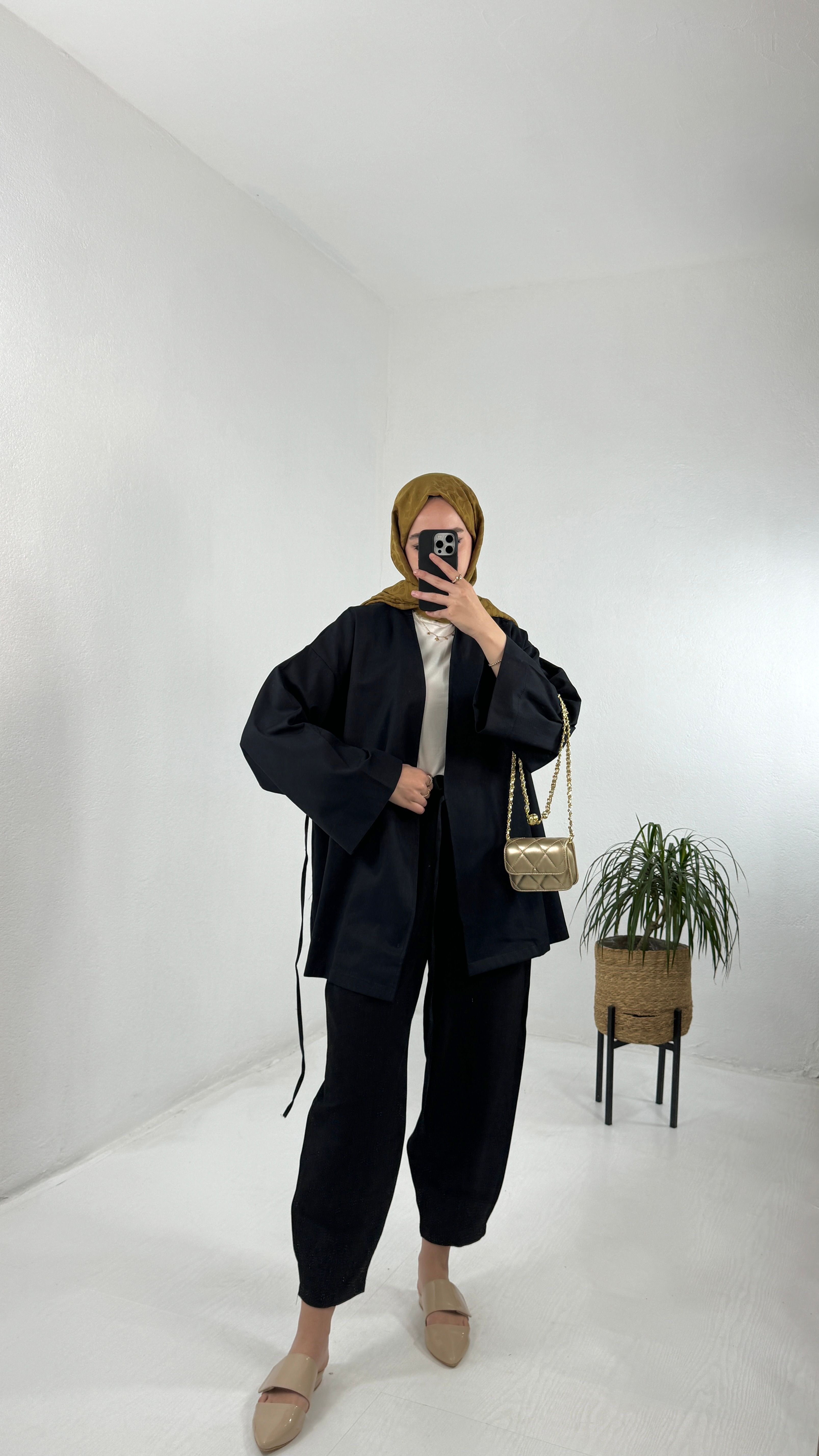 Gabardin Kimono - Siyah