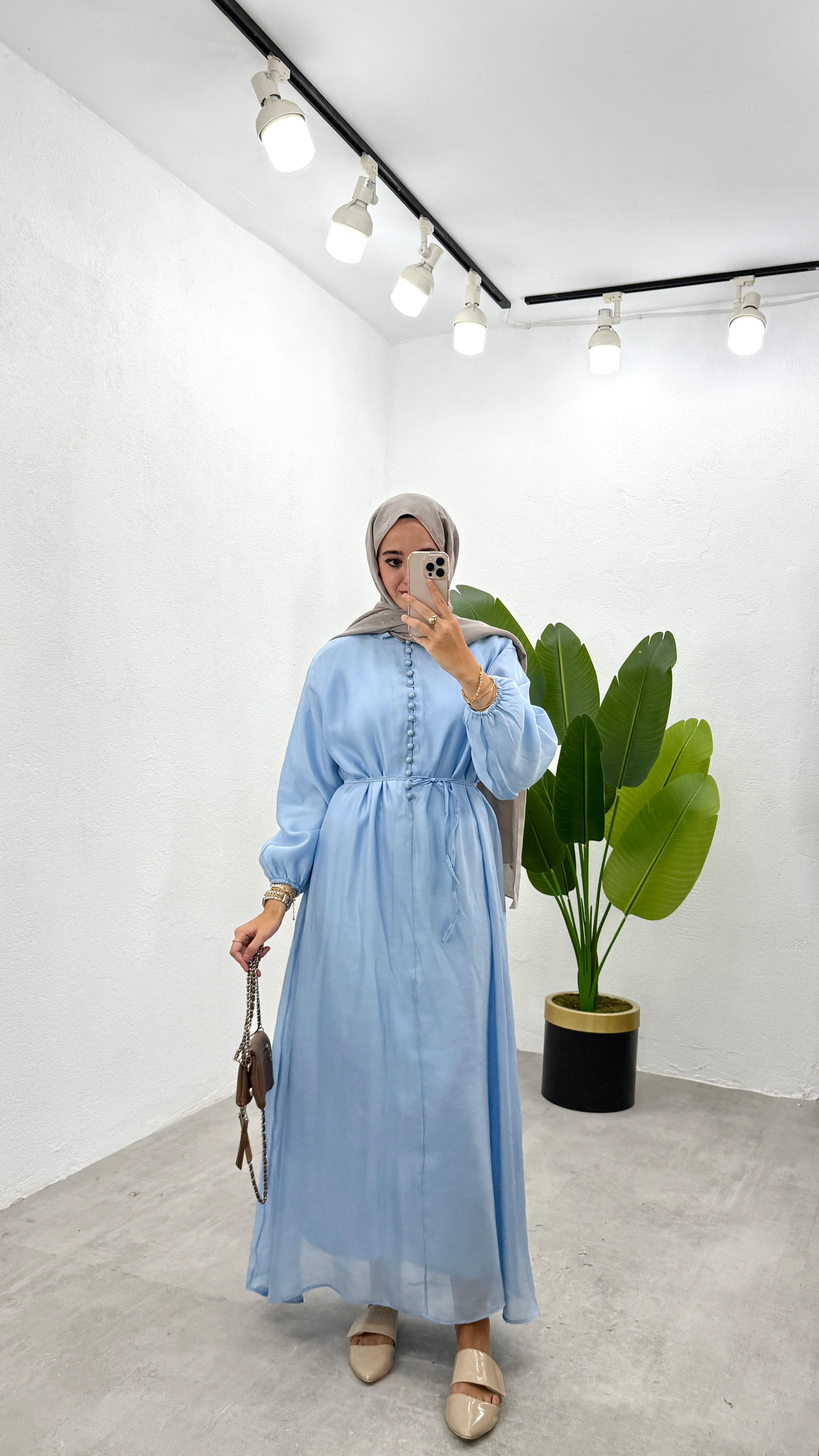 Rüya Astarlı Elbise - Mavi