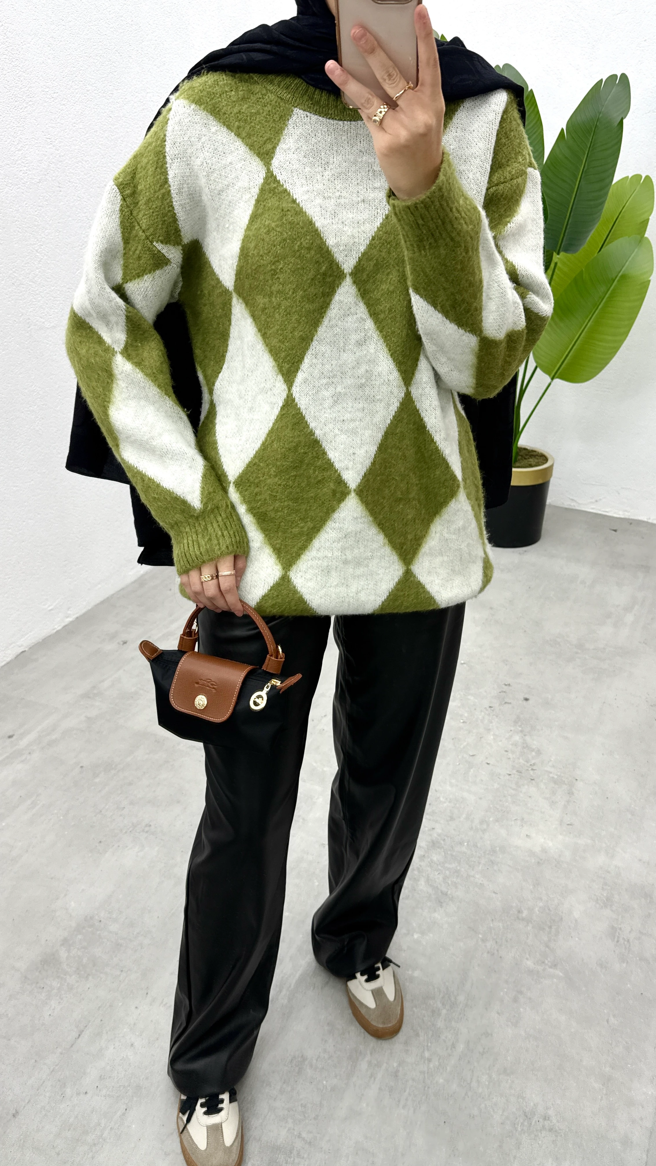 Baklava Desen Kazak - Yeşil