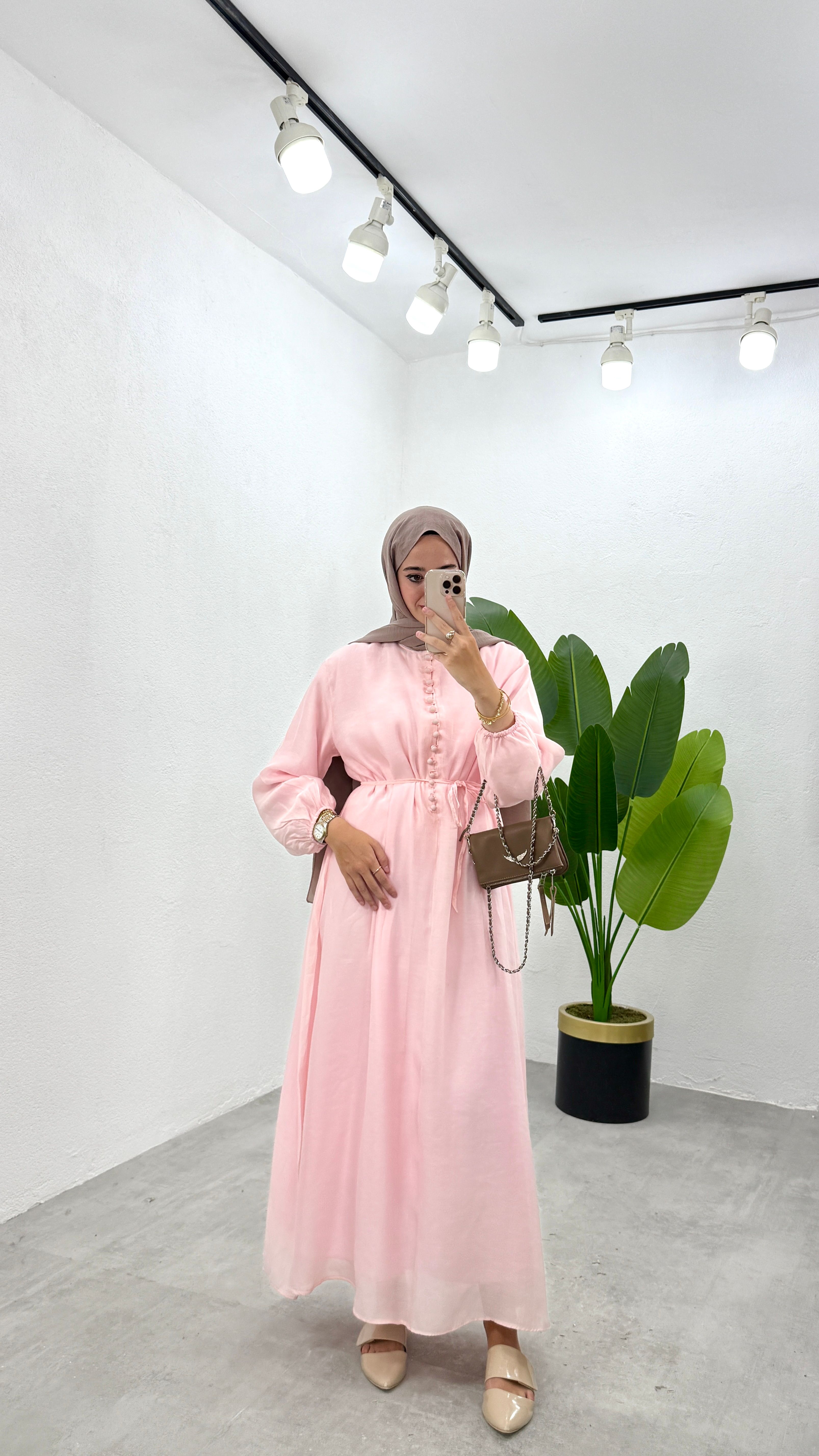 Rüya Astarlı Elbise - Pembe