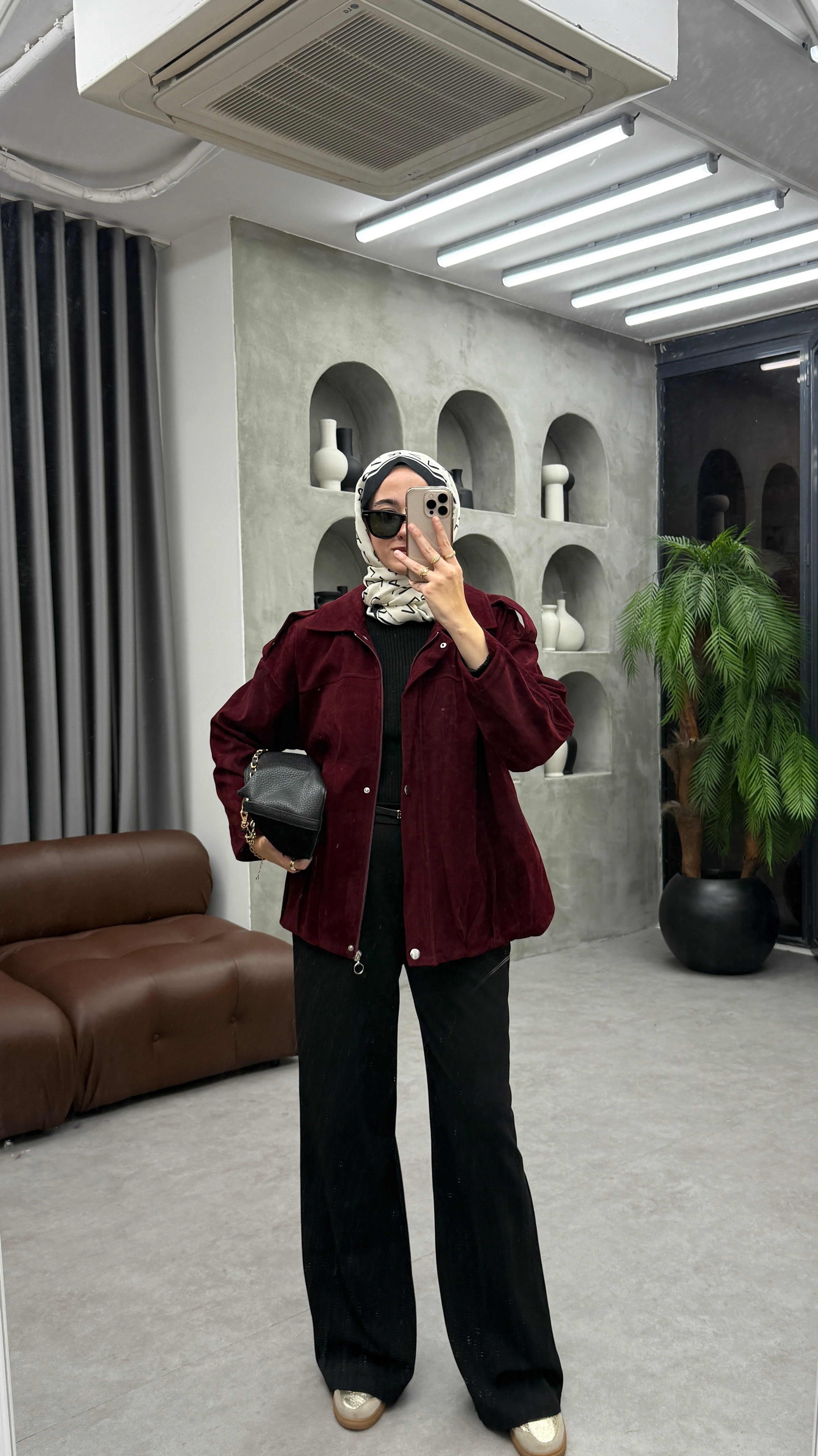 Kapsül Süet Ceket - Bordo