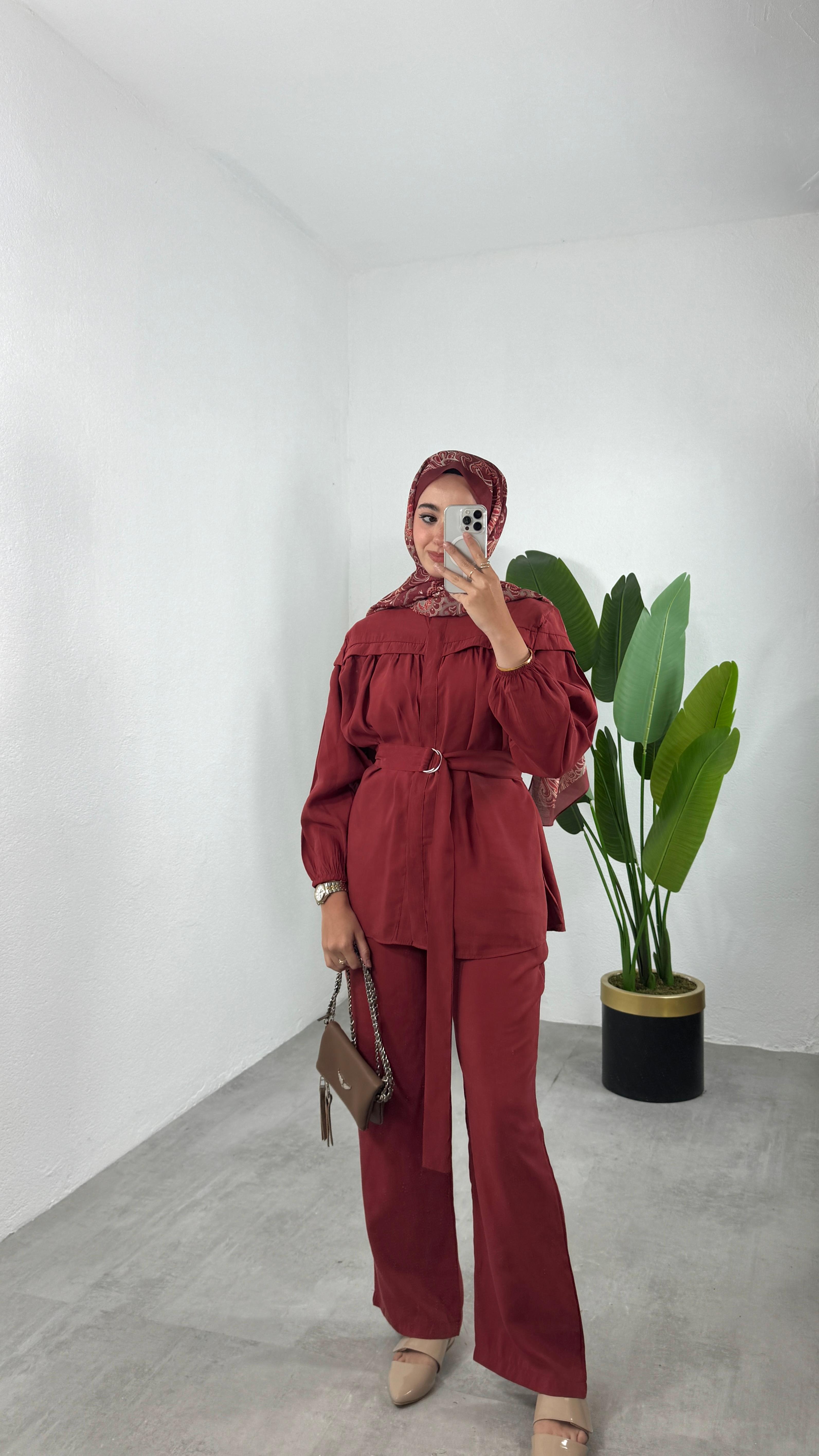 Desenli Şal - BORDO 5001