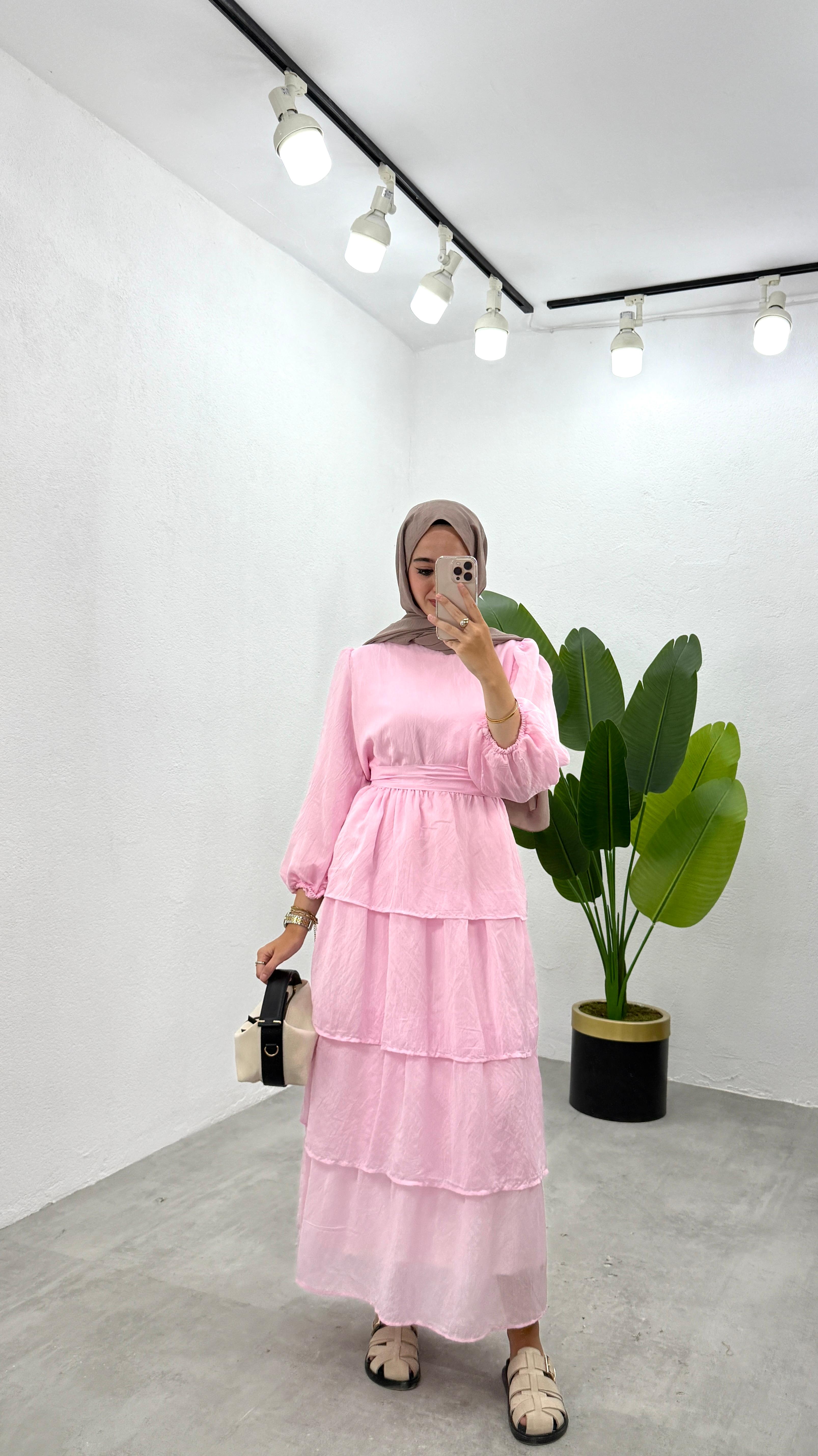 Katy Fırfırlı Elbise  - Pembe