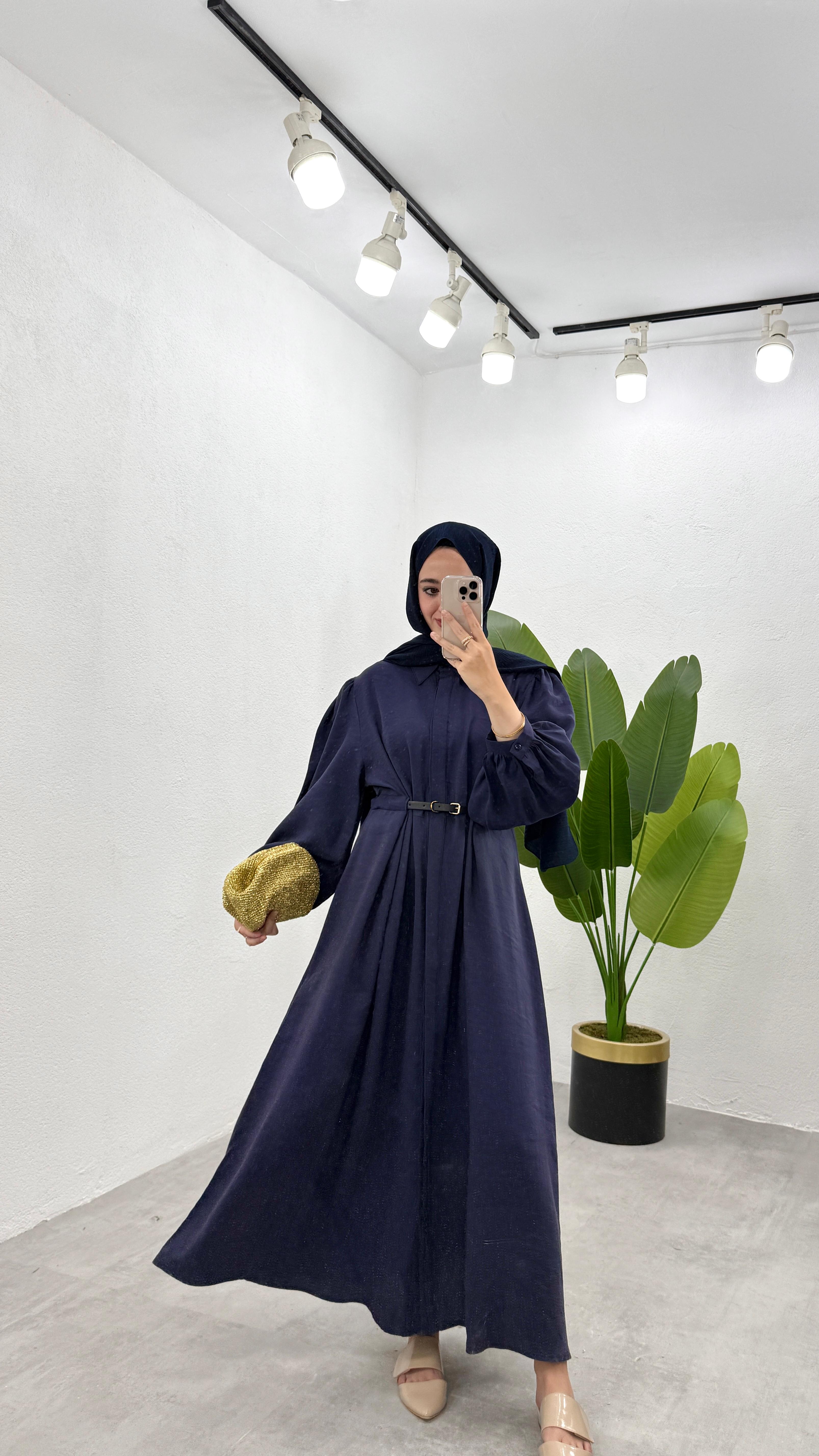 Kemerli LiLi Elbise - Lacivert