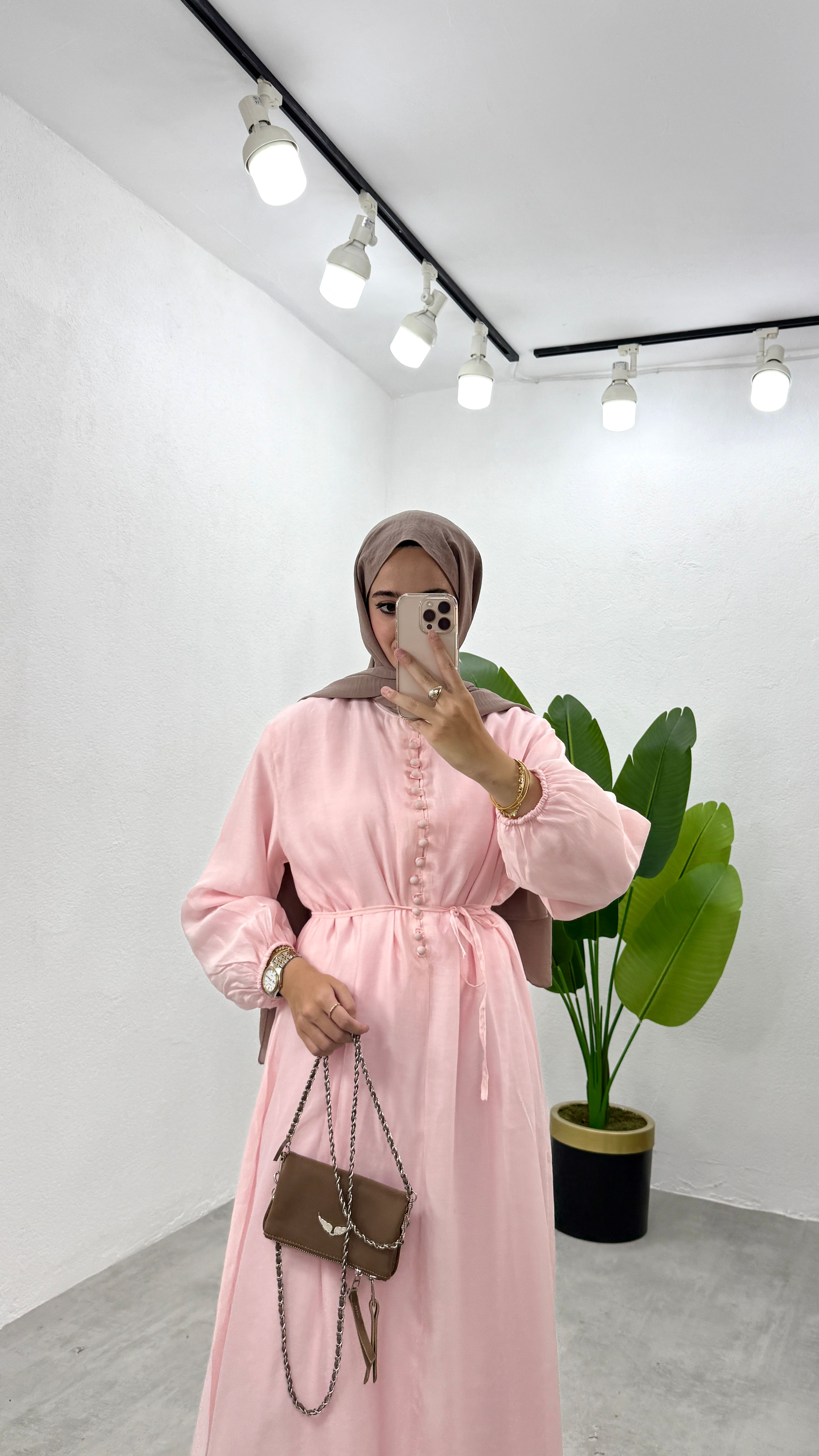 Rüya Astarlı Elbise - Pembe