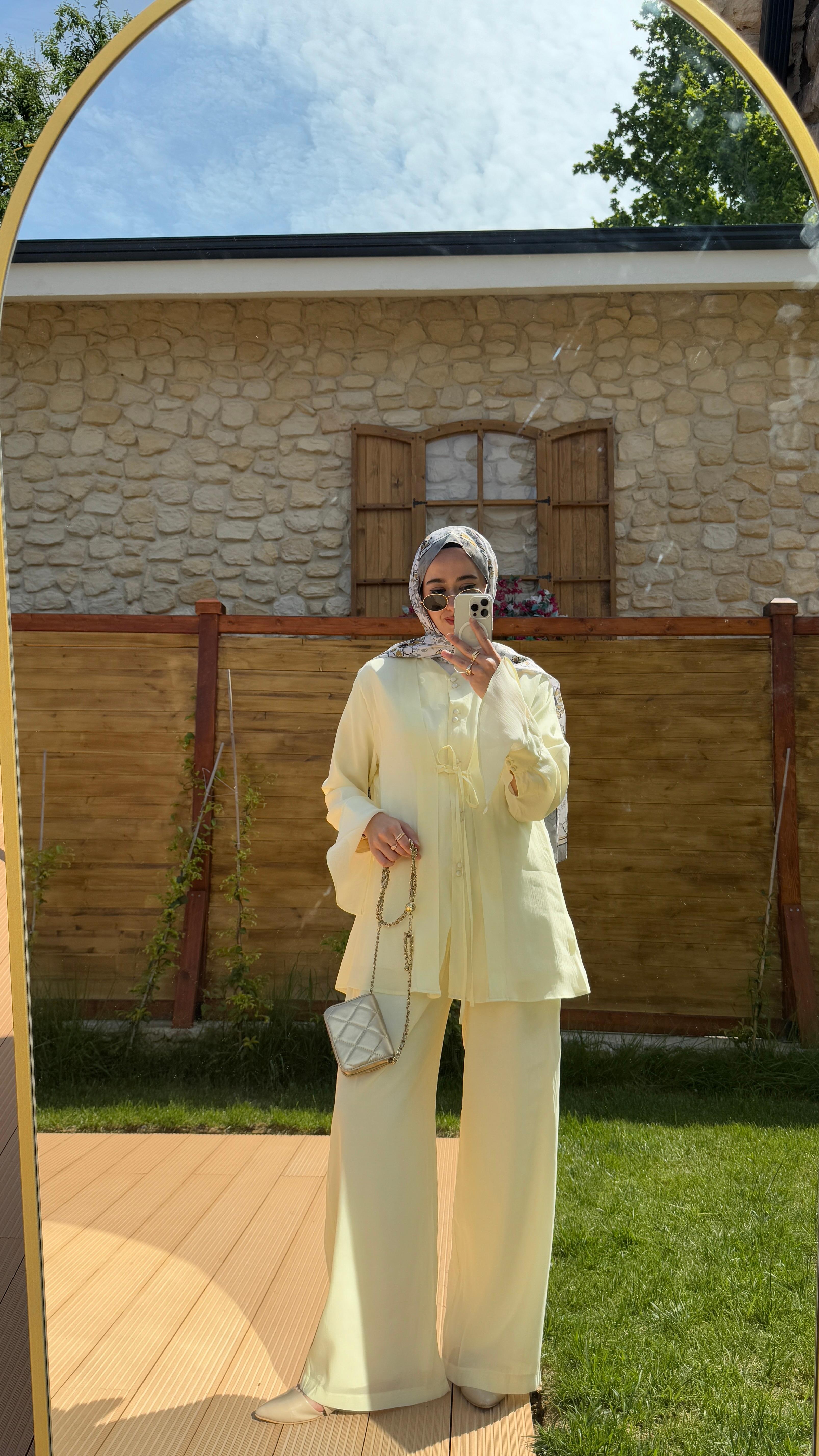 Moli Pamuk Vual Pantolonlu Takım