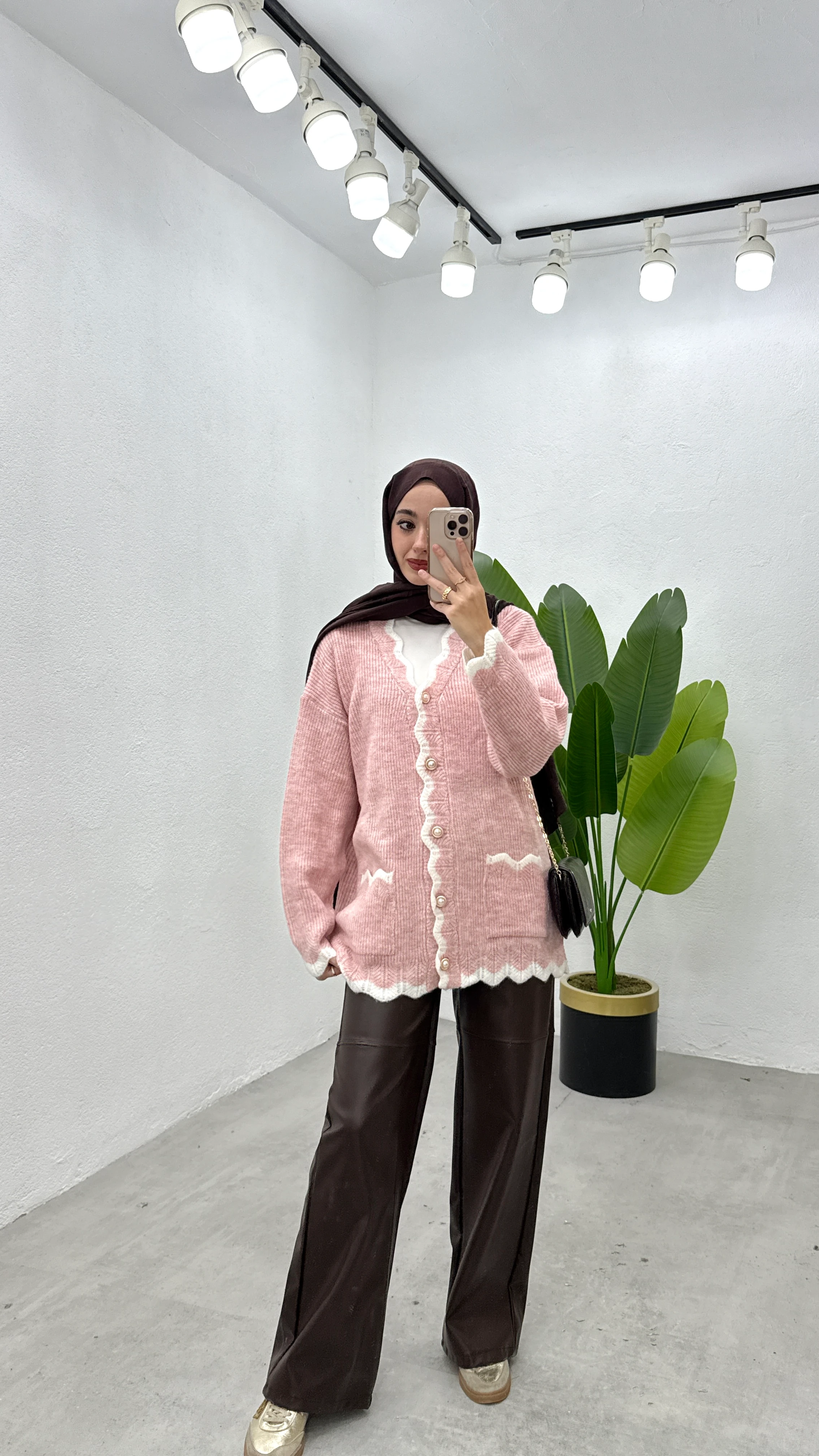 Çift Renk Hırka - Pembe