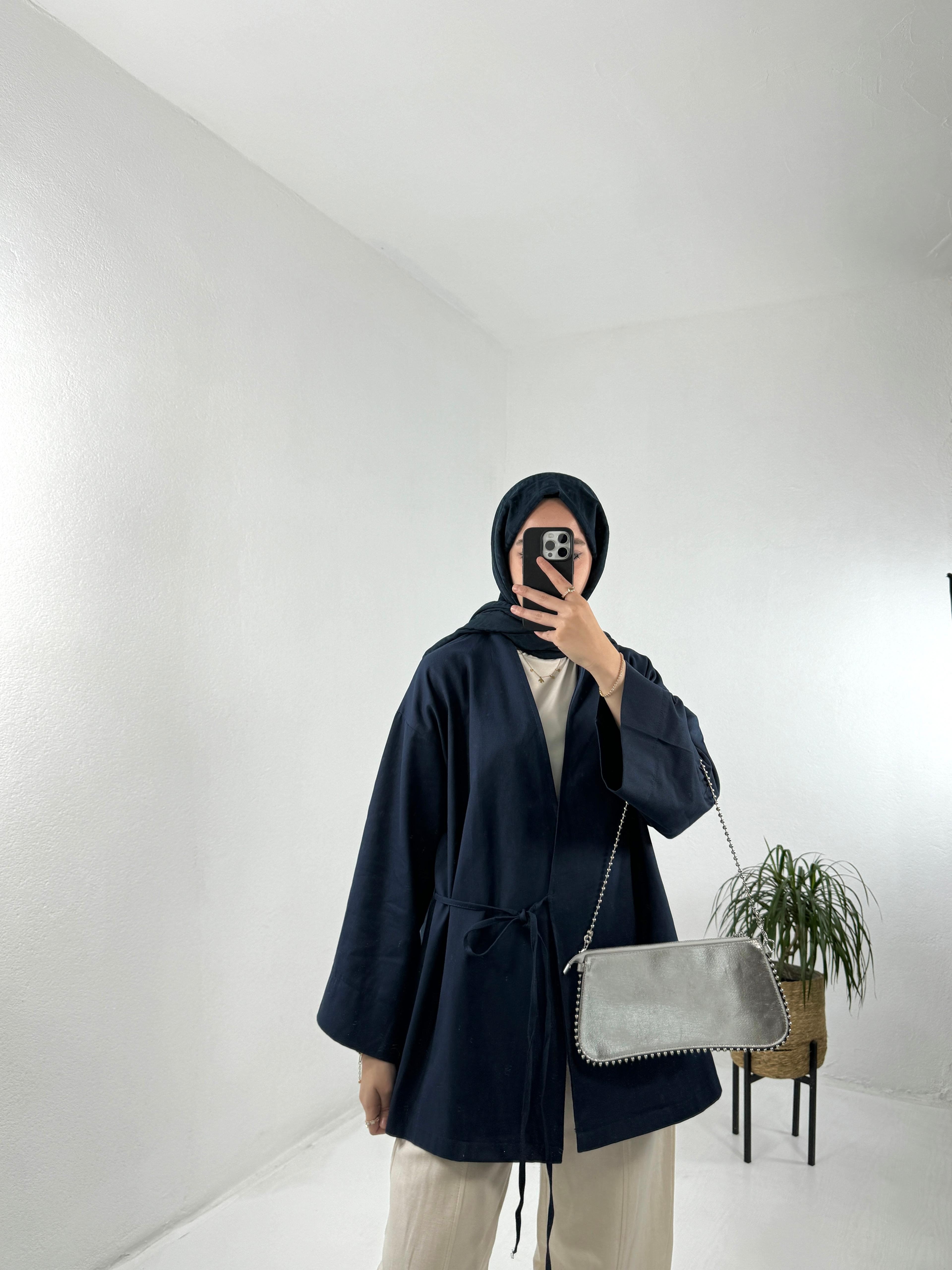 Gabardin Kimono - Lacivert