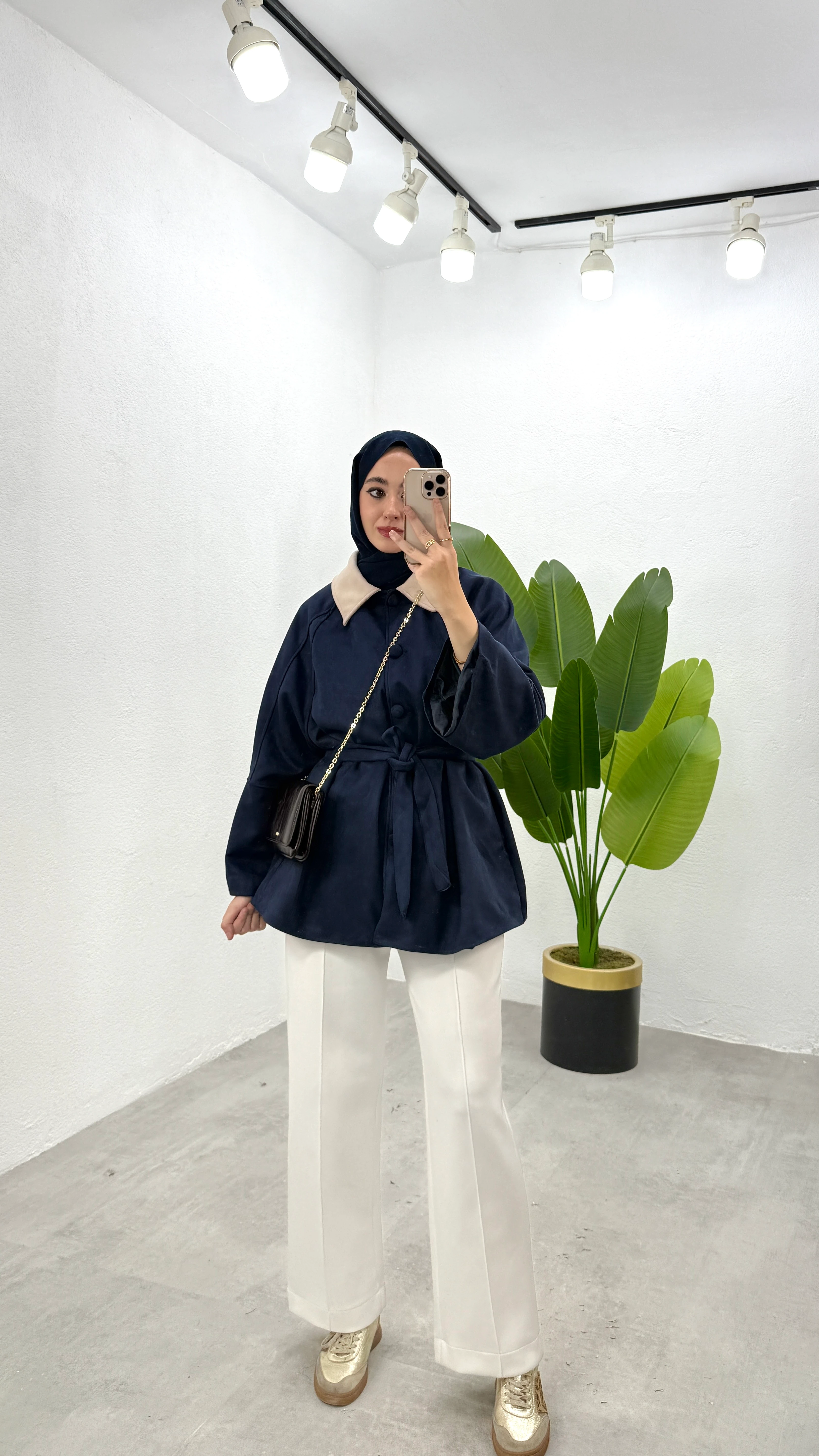 Düğmeli Süet Ceket - Lacivert