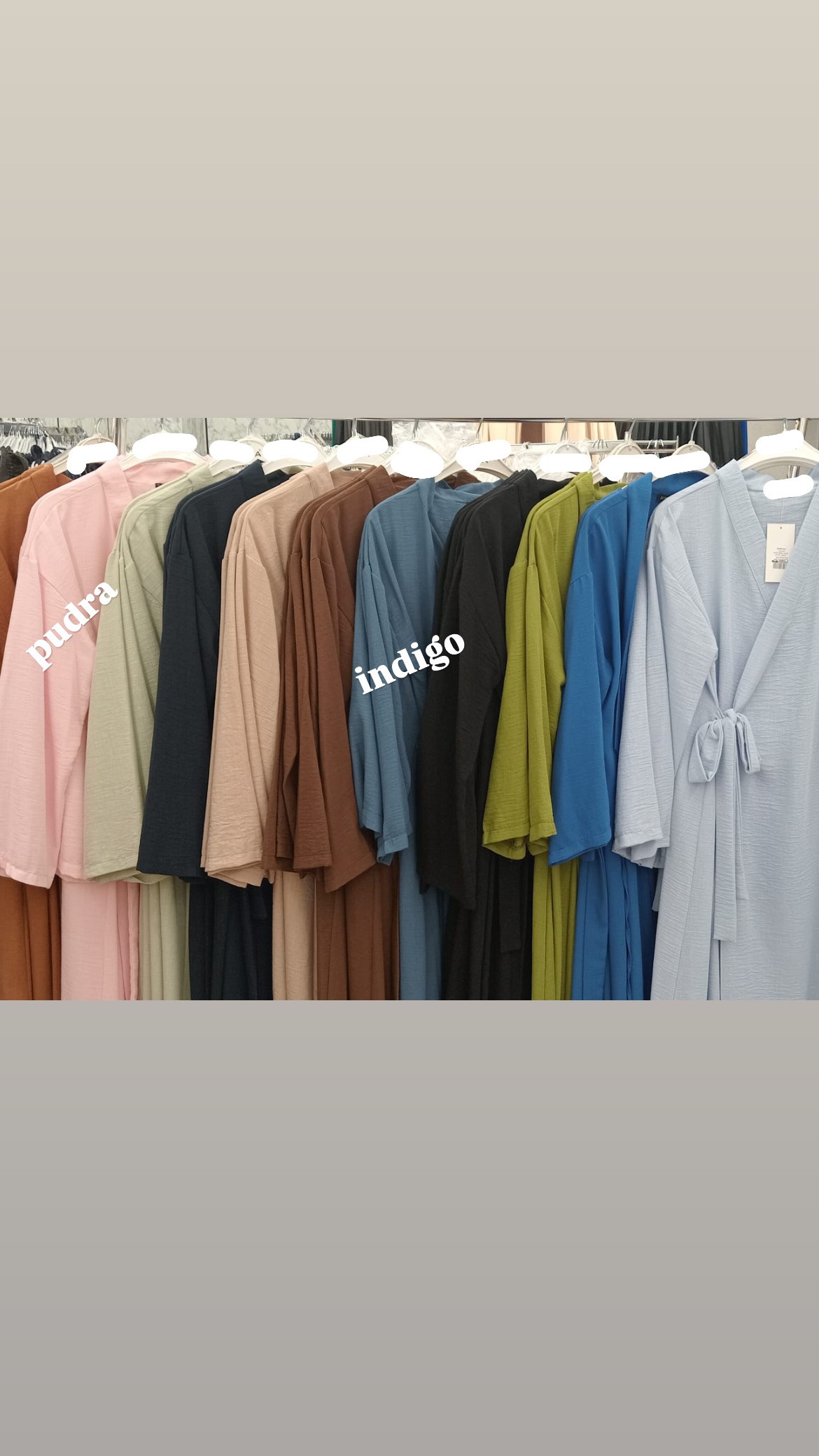 Keten Bağlamalı Abaya - Pudra
