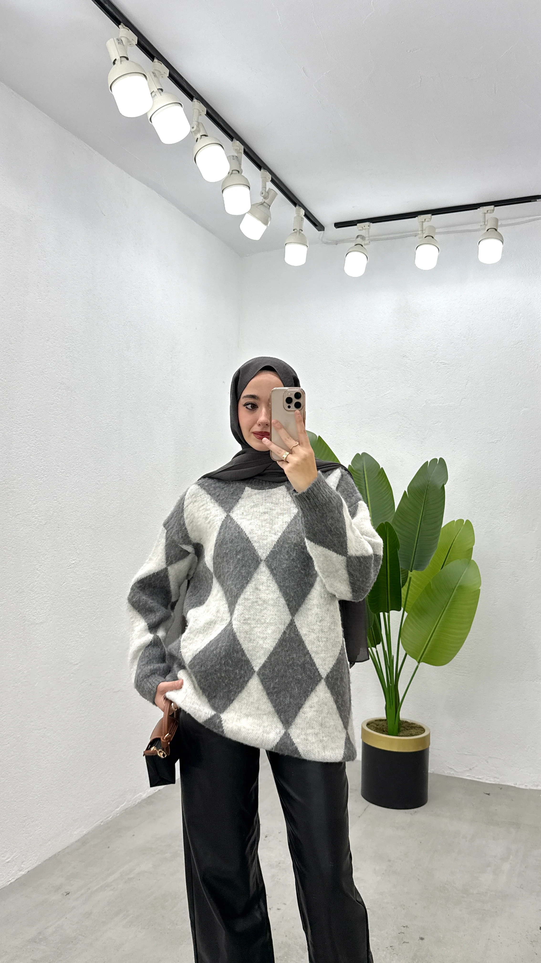 Baklava Desen Kazak - Gri