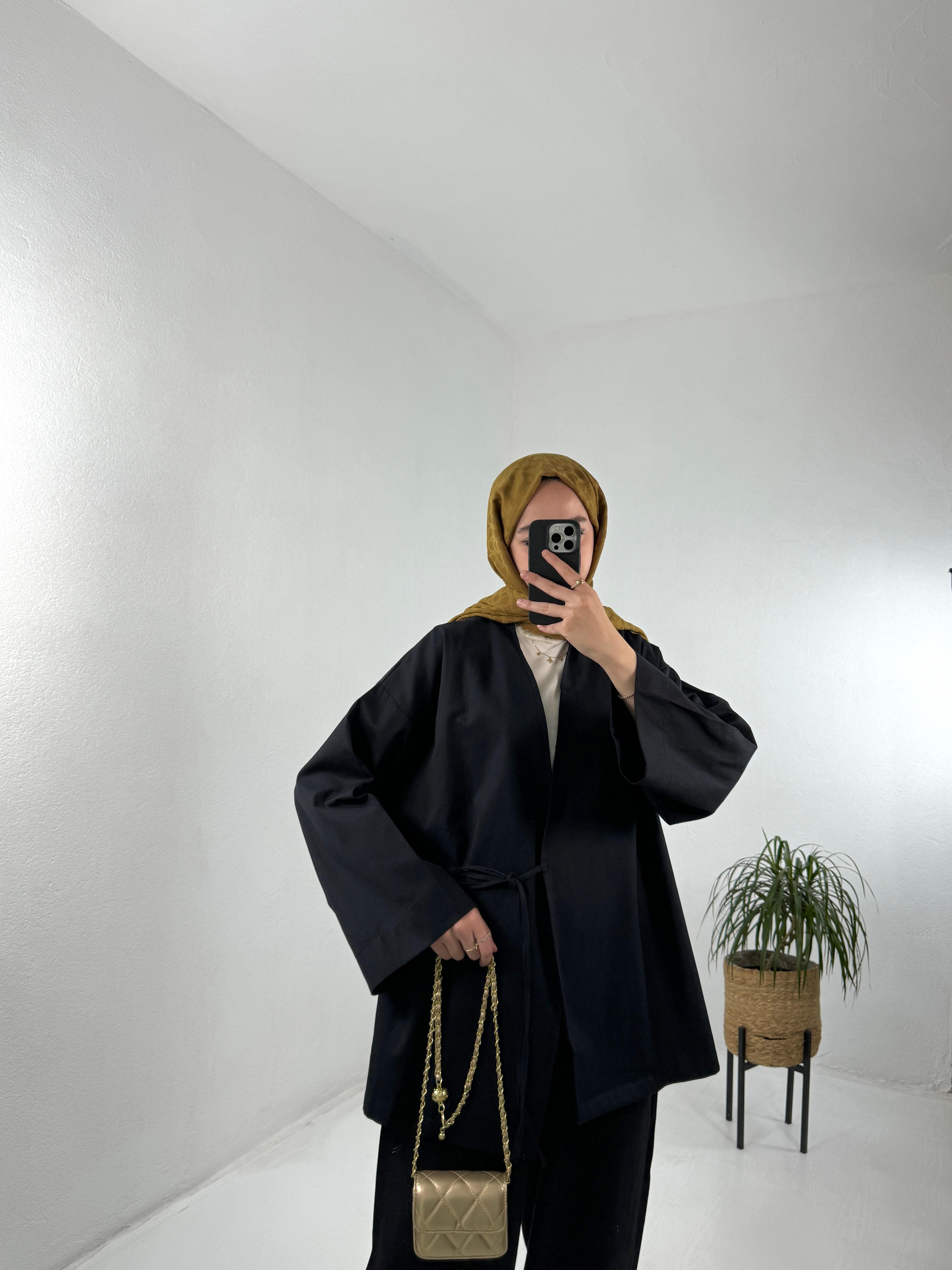 Gabardin Kimono - Siyah