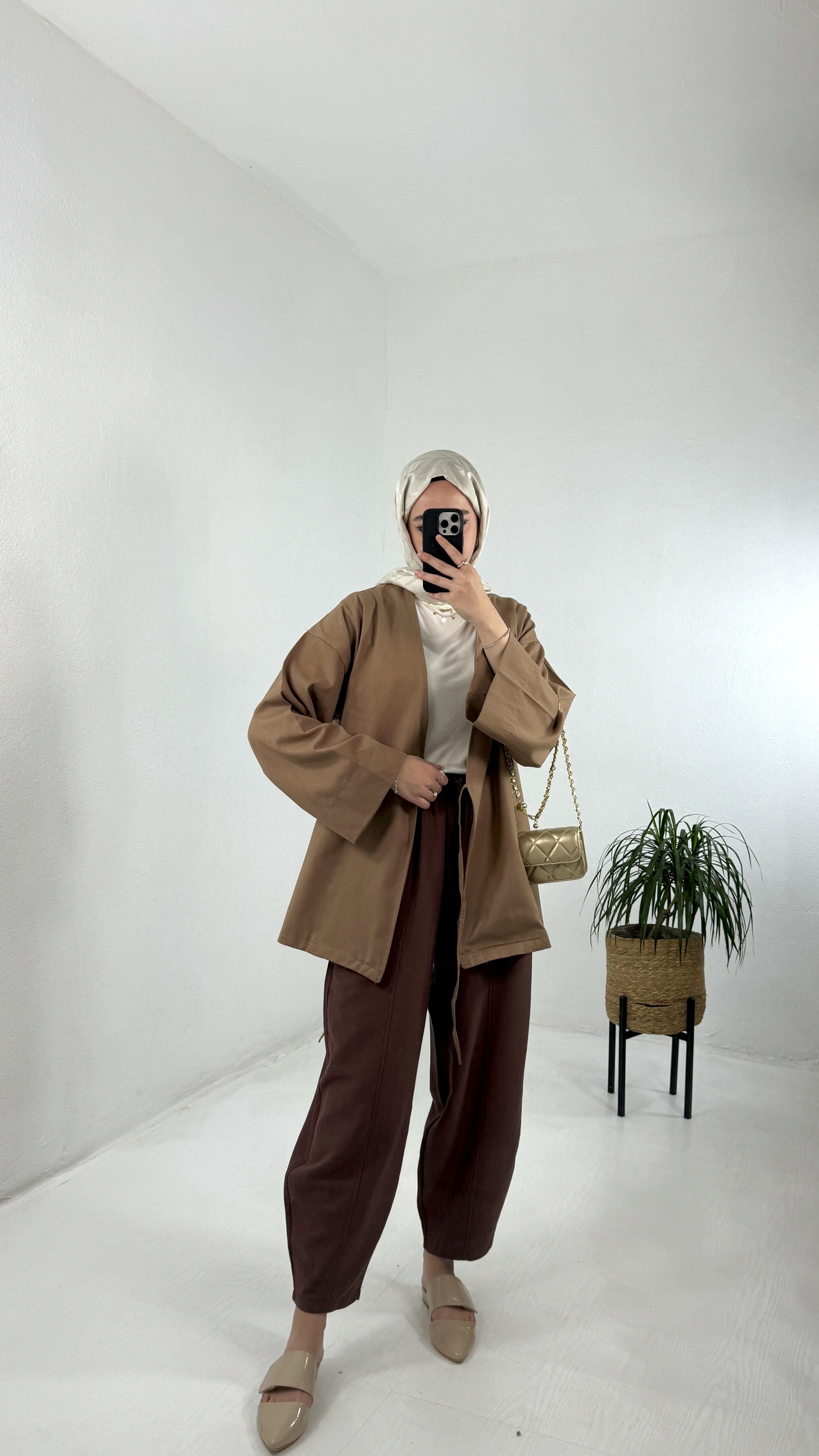 Gabardin Kimono - Vizon