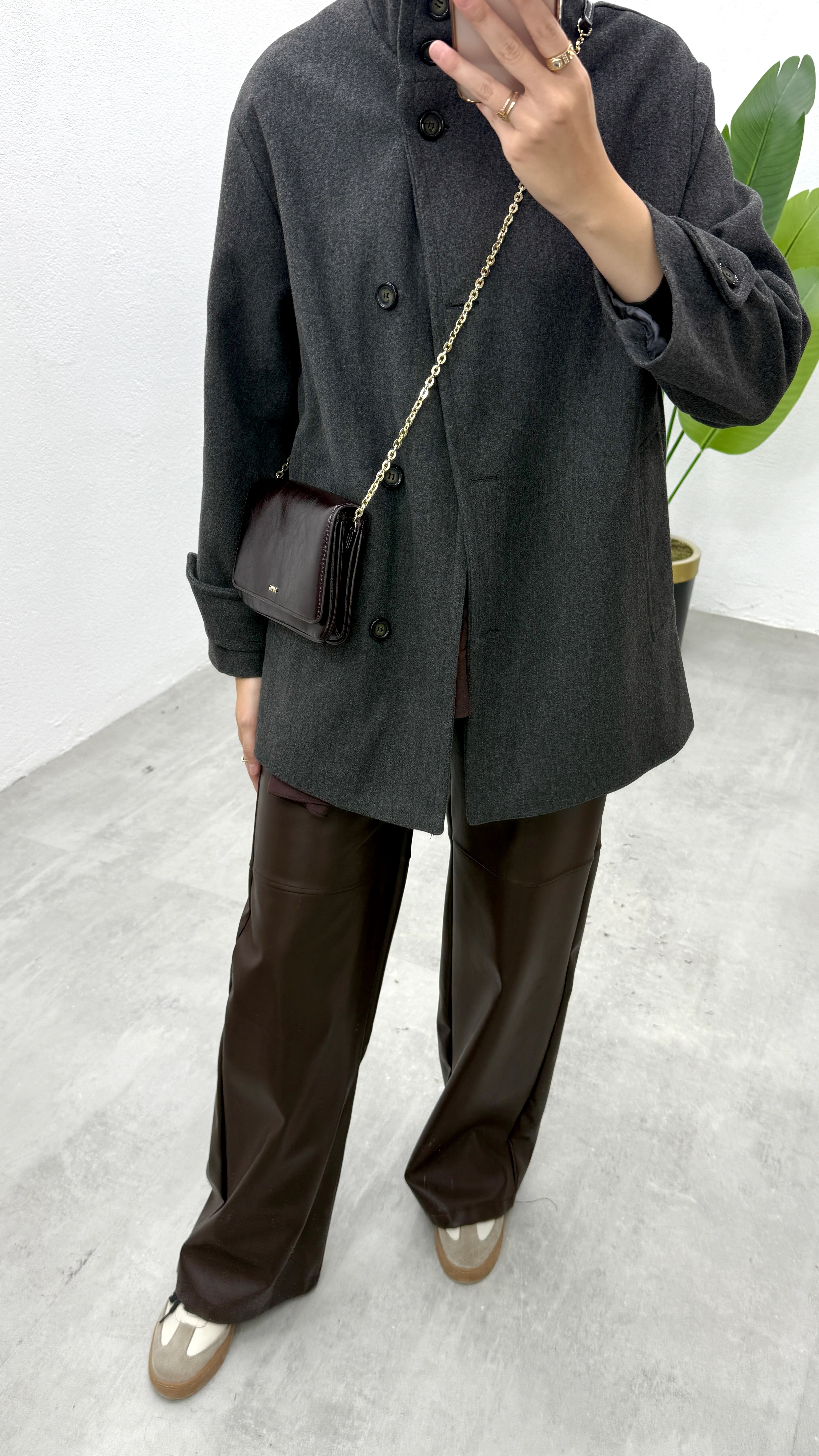 Dik Yaka Kaşe Kaban - Antrasit