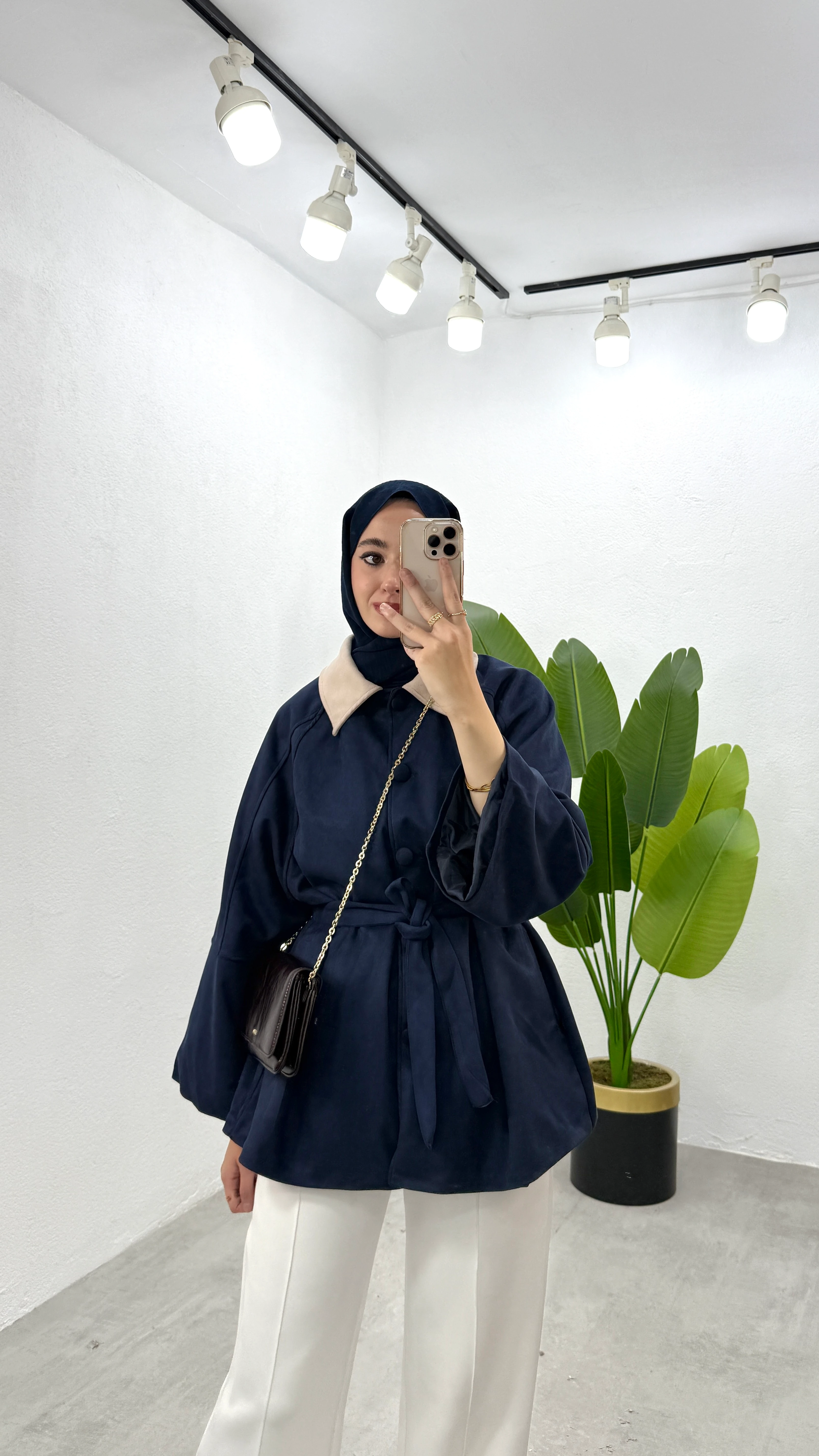 Düğmeli Süet Ceket - Lacivert