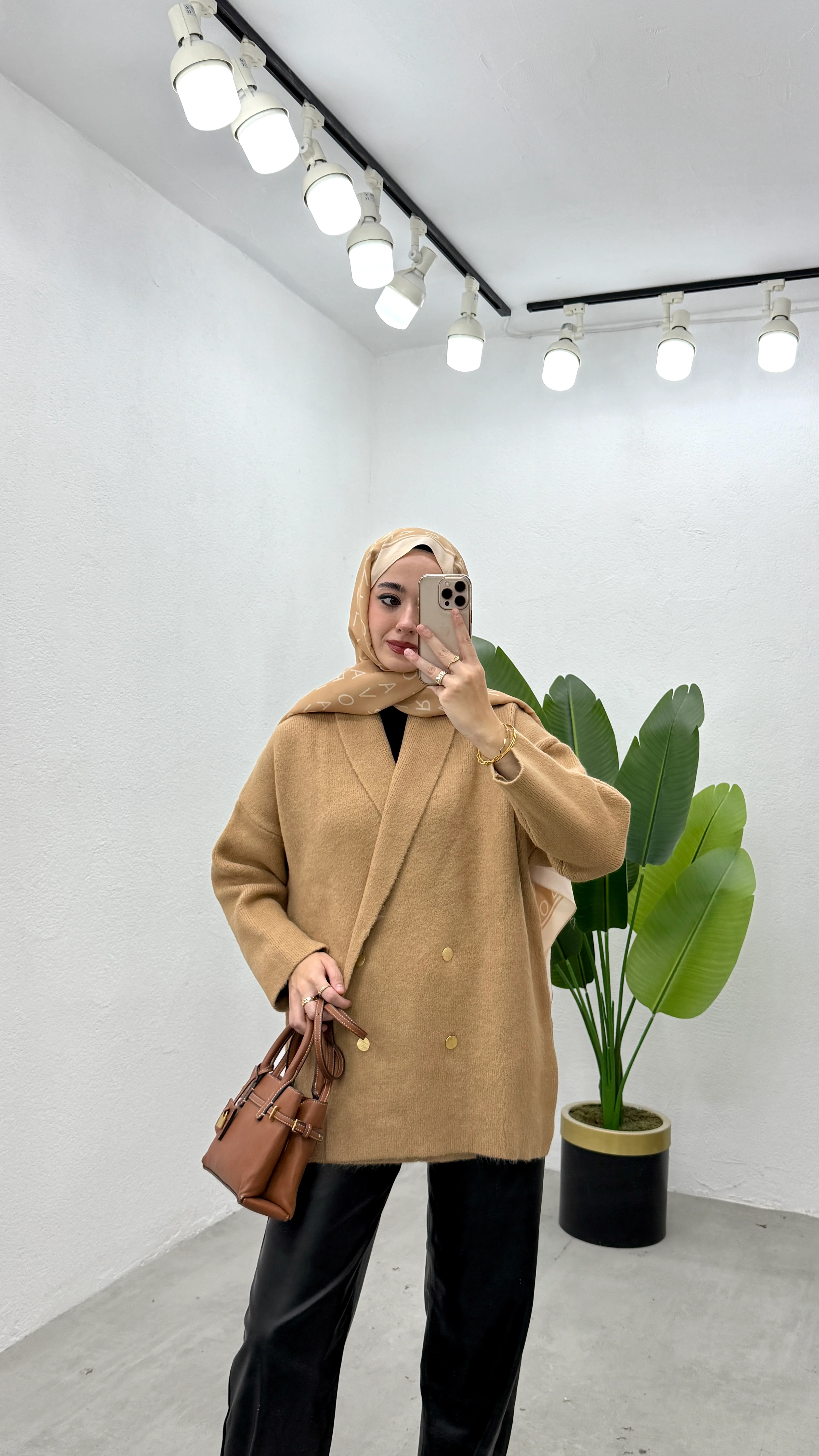 Düğmeli Ceket Hırka - Camel