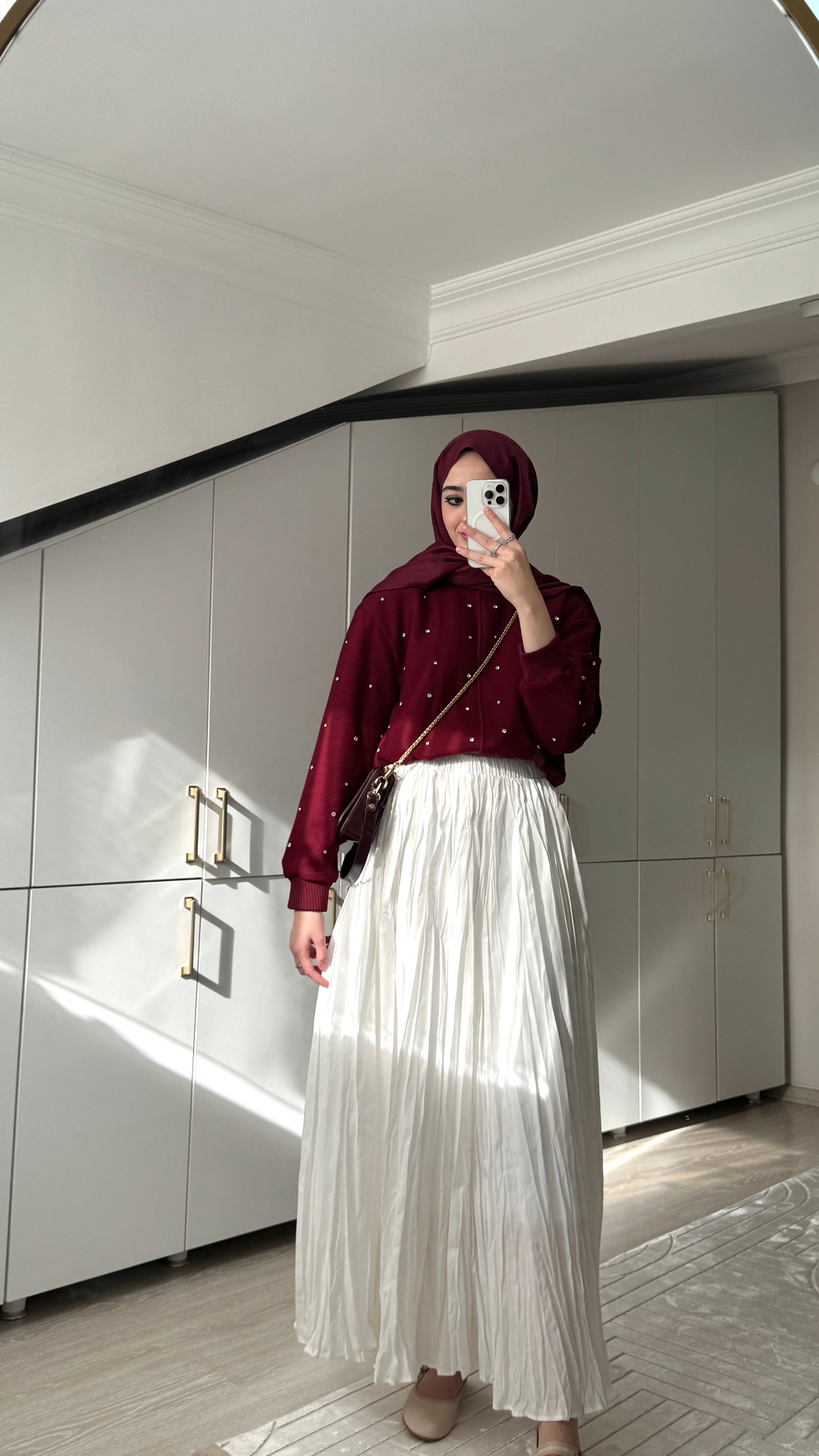 Taşlı Bomber Kaşe Ceket - Bordo