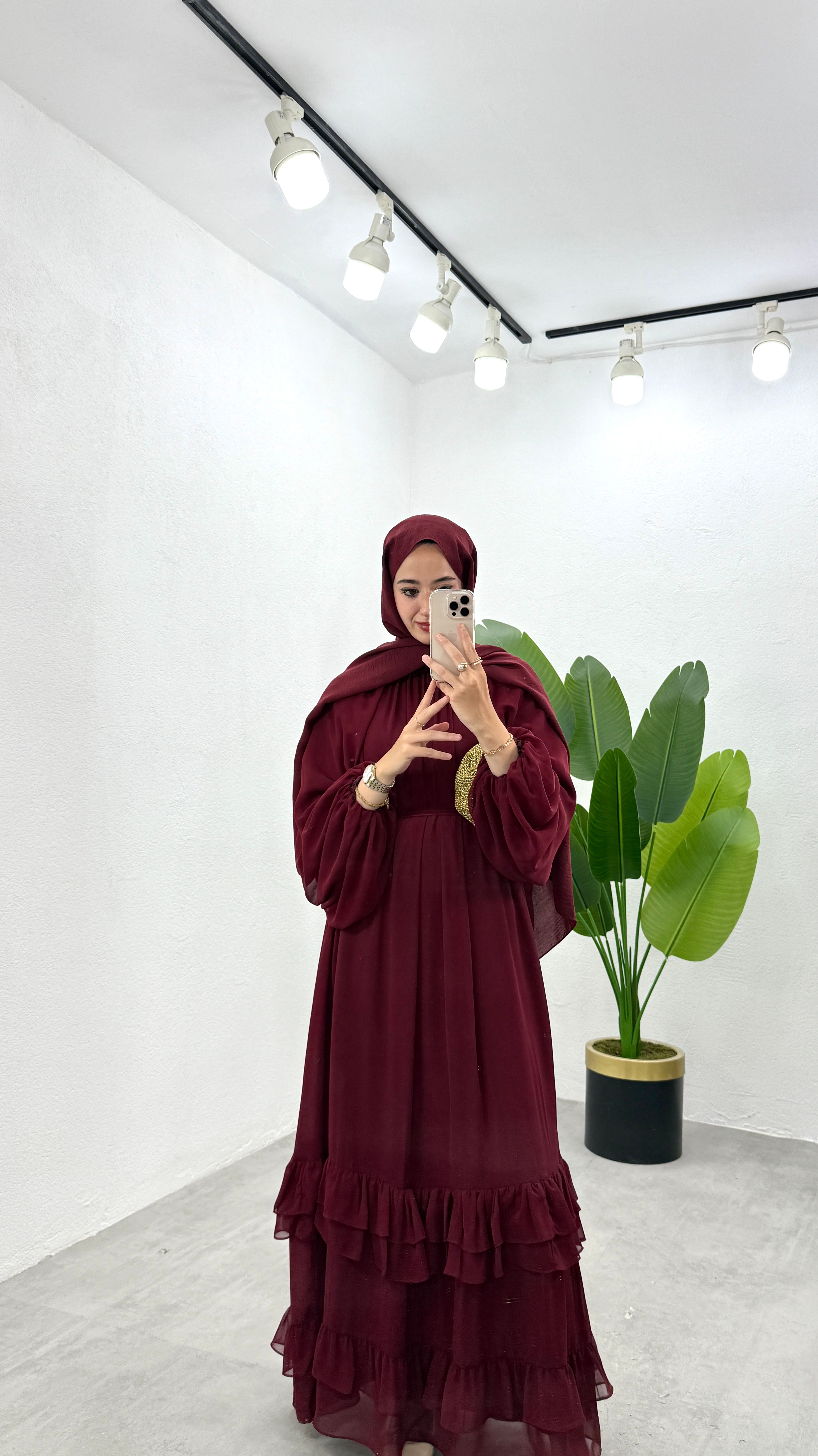 Emily Şifon Elbise - Bordo