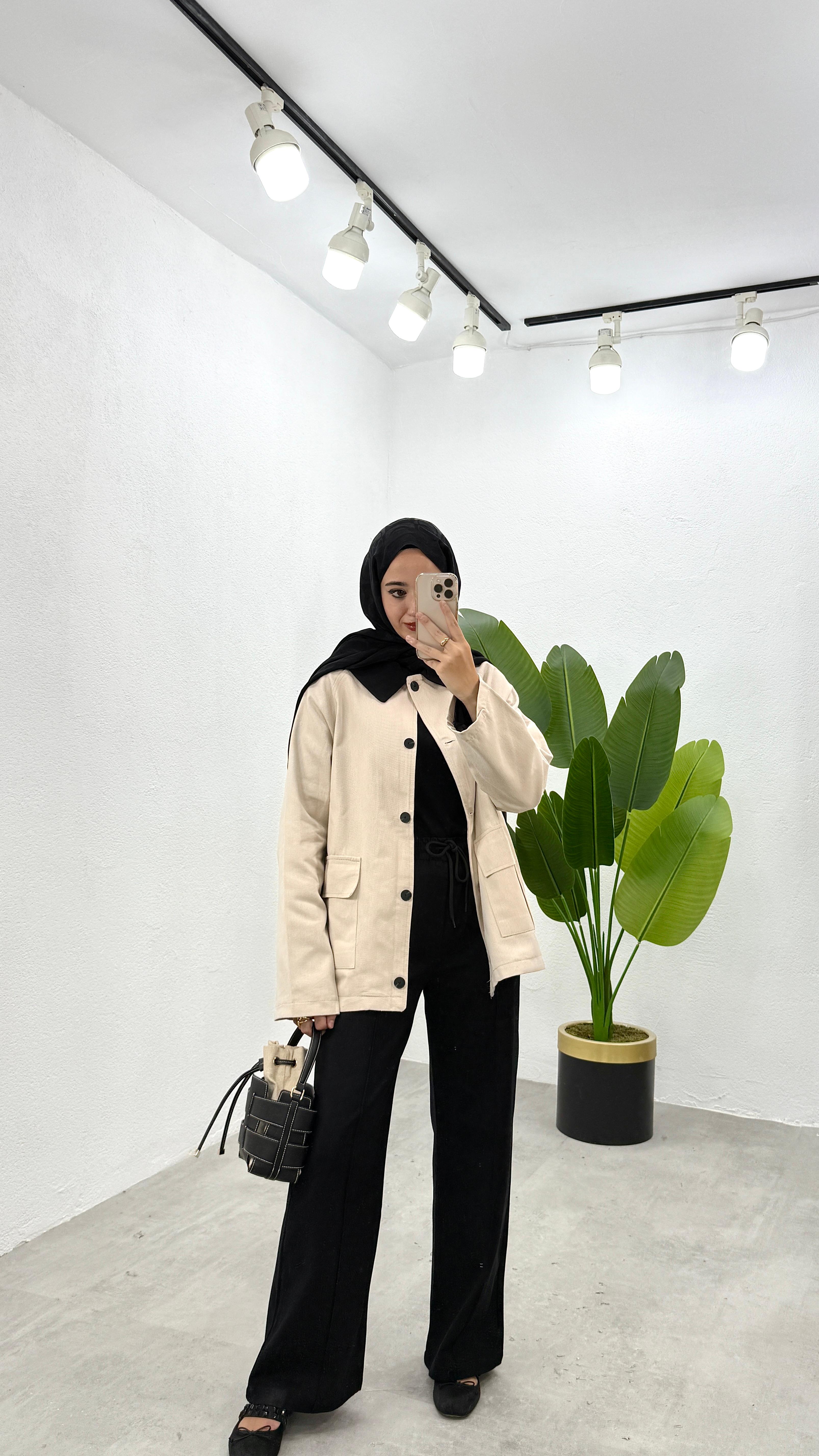 Gabardin Parka Ceket - Taş