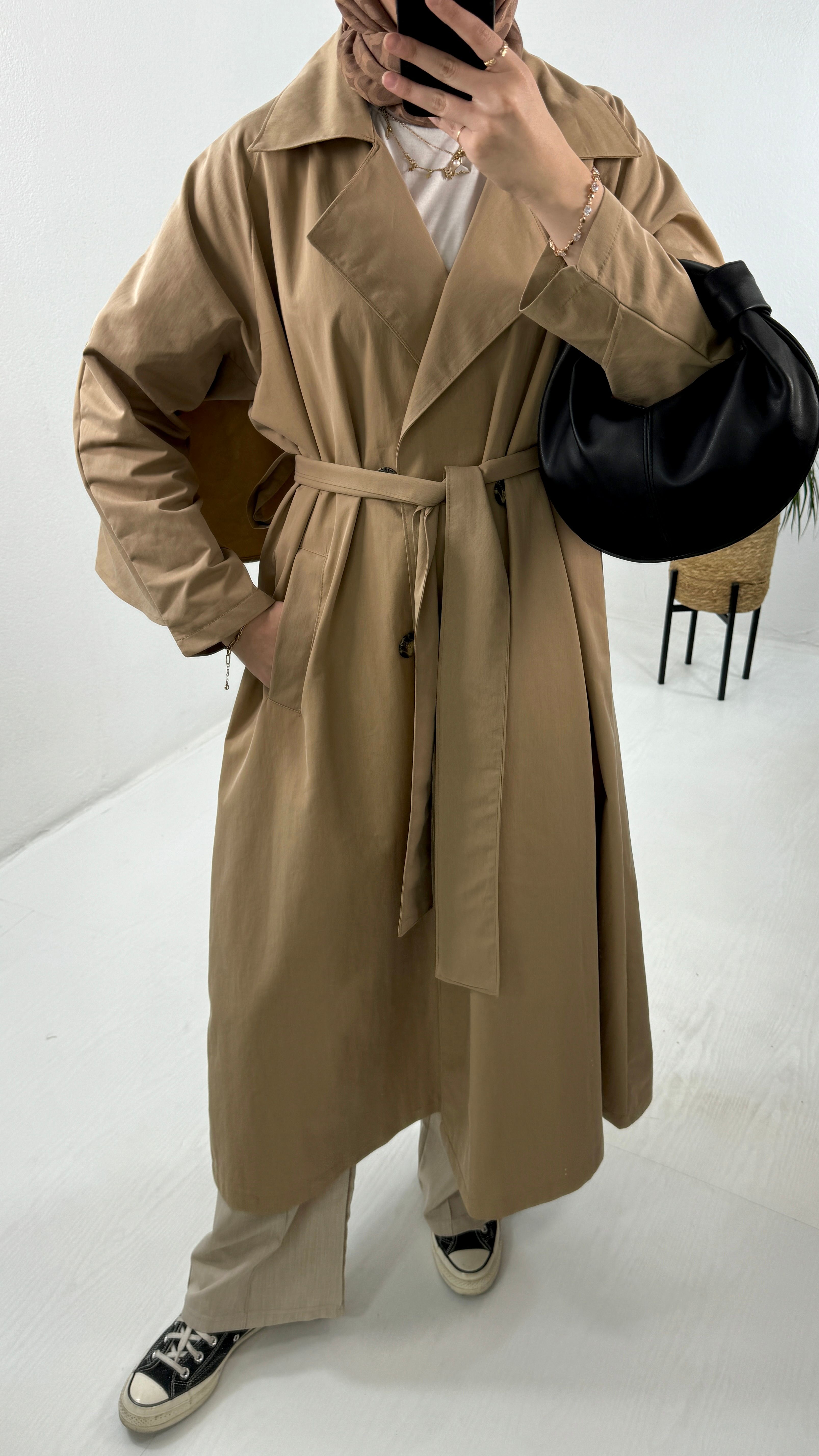 Aden Retro Trençkot - Camel