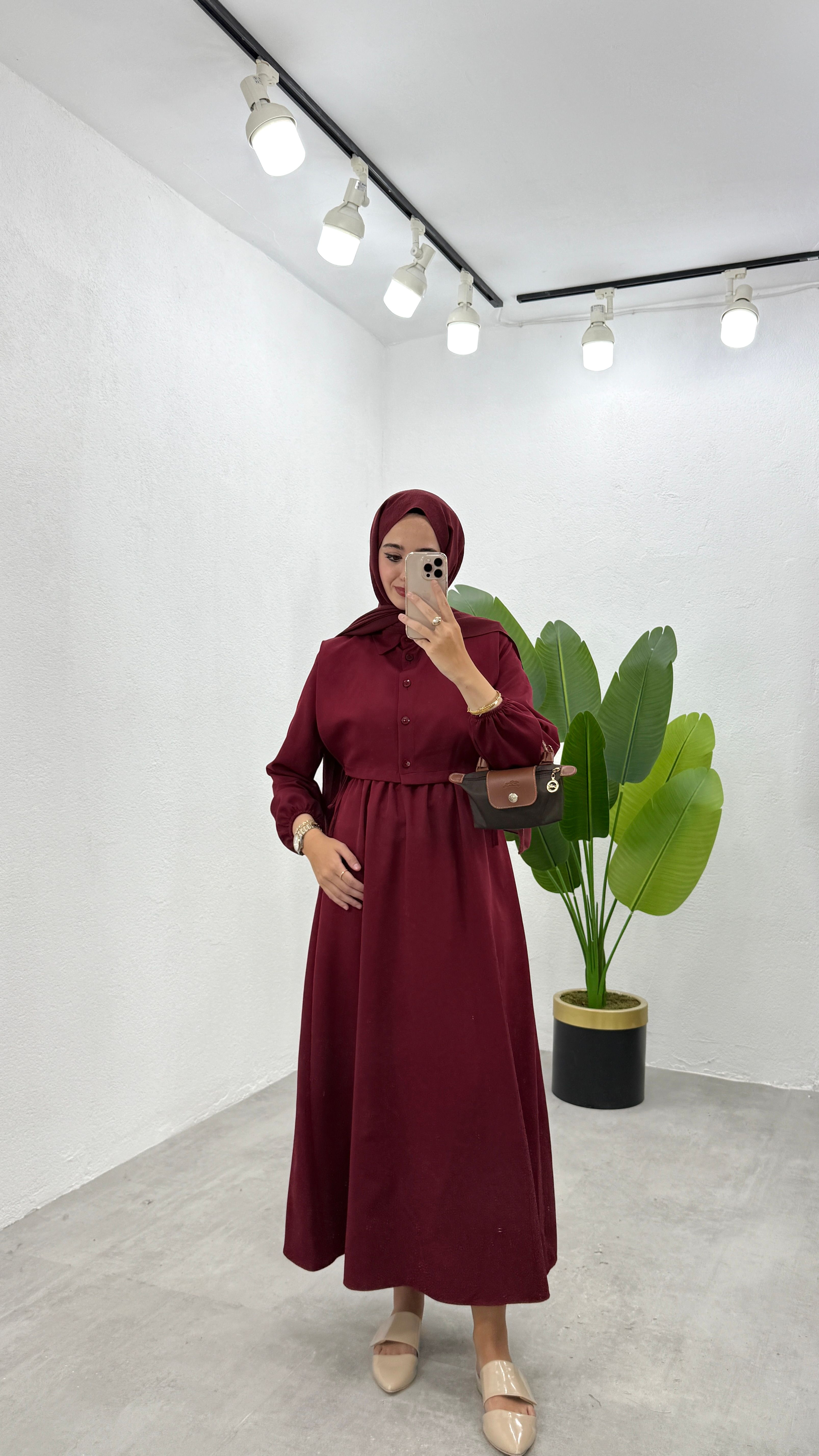 İkili Bolero Elbise - Bordo