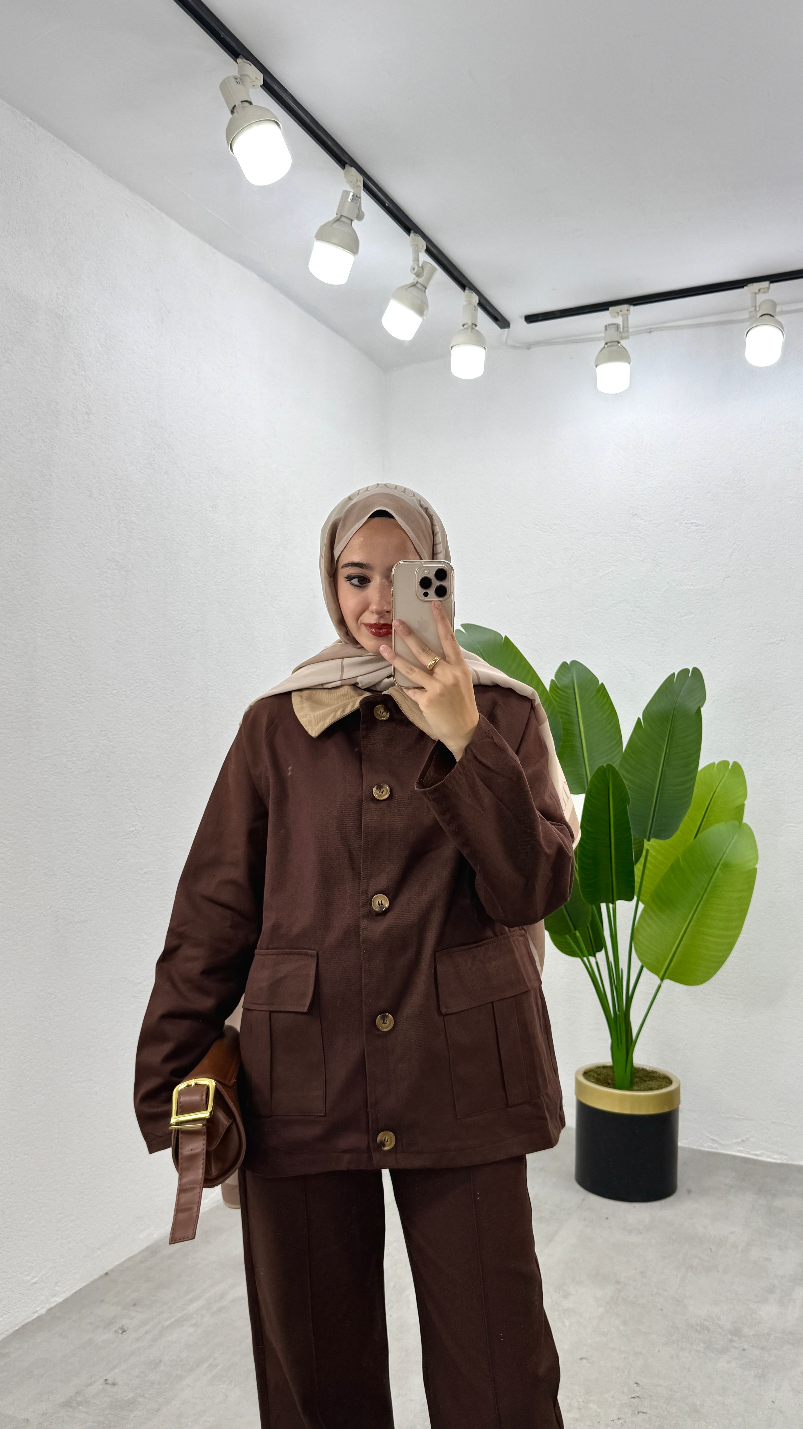 Gabardin Parka Ceket - Kahve