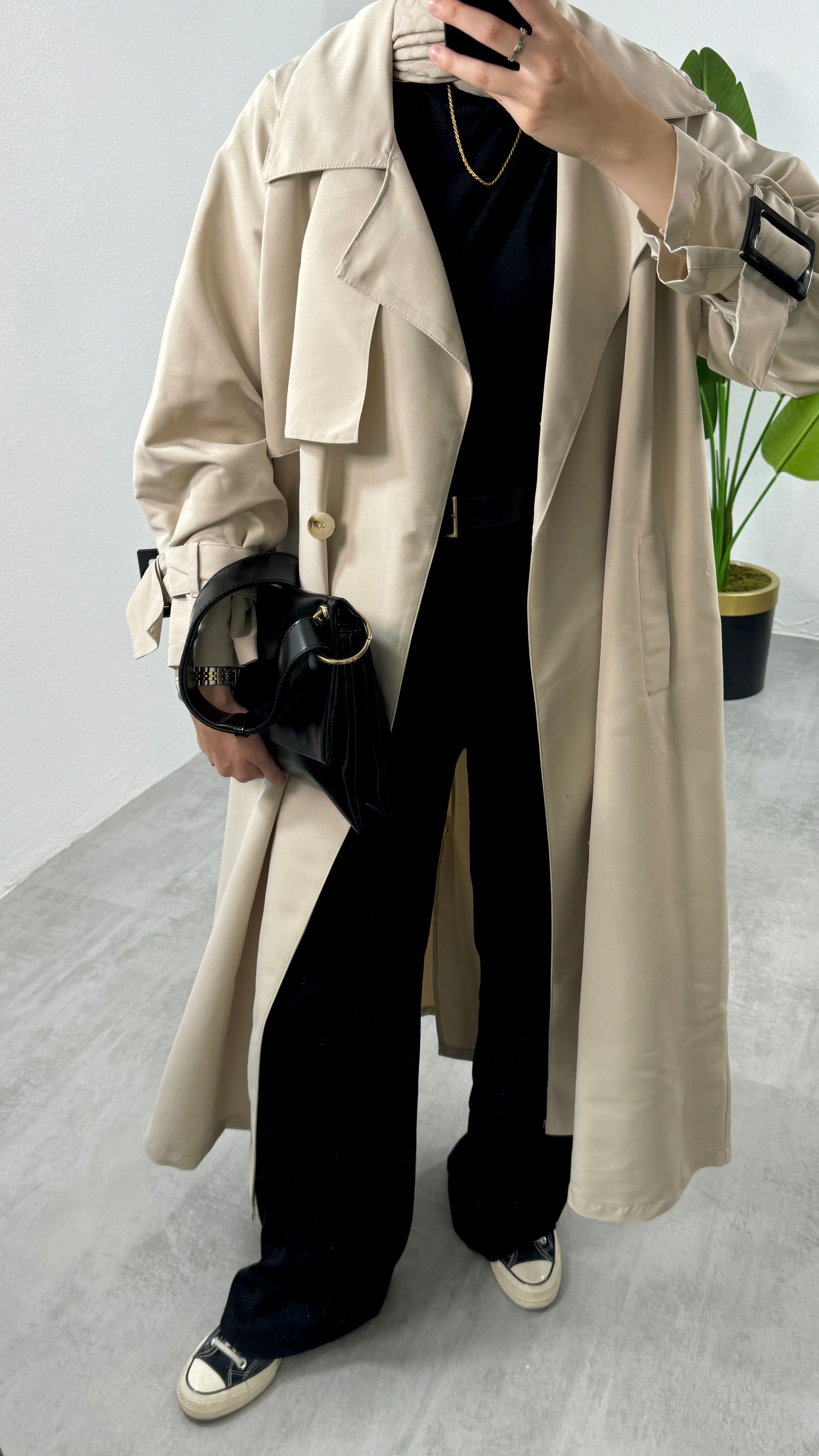 Oversize Trençkot - Taş