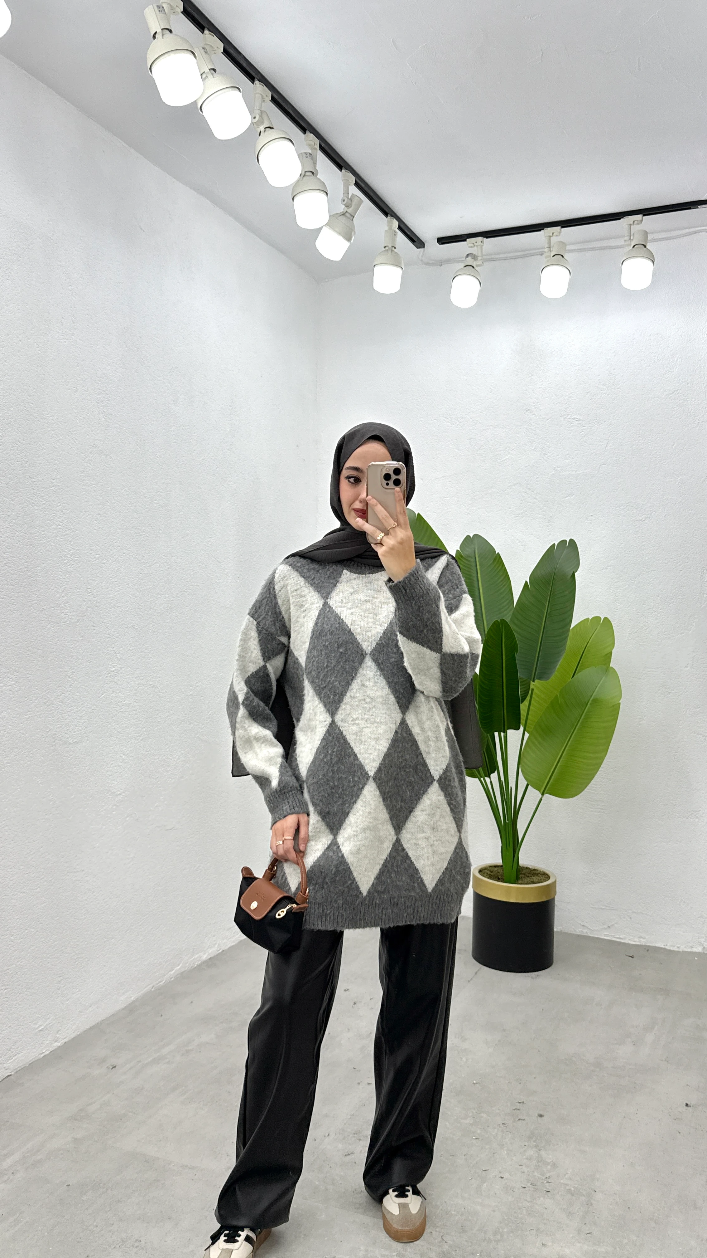 Baklava Desen Kazak - Gri