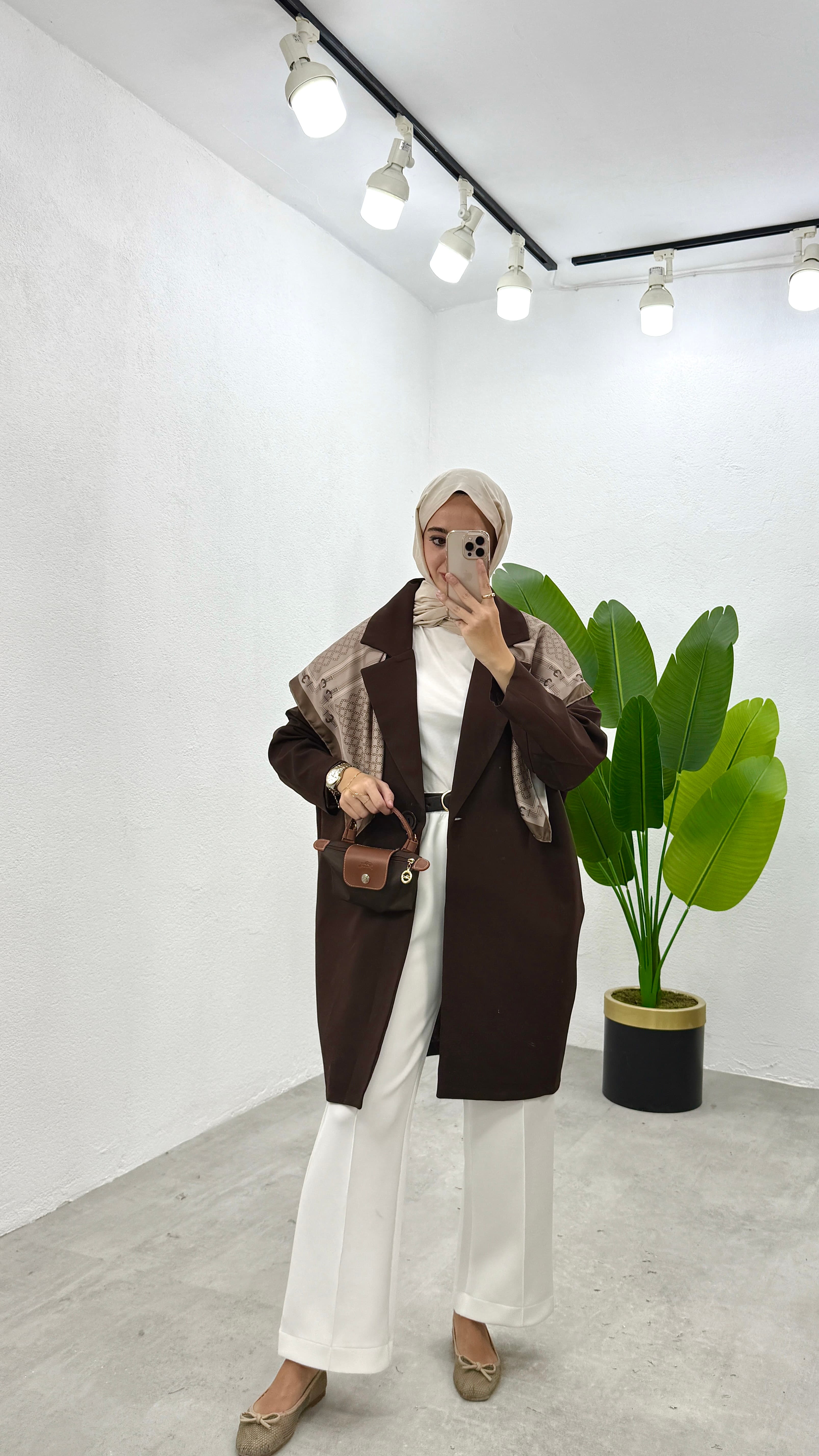 Uzun Blazer Ceket - Kahve