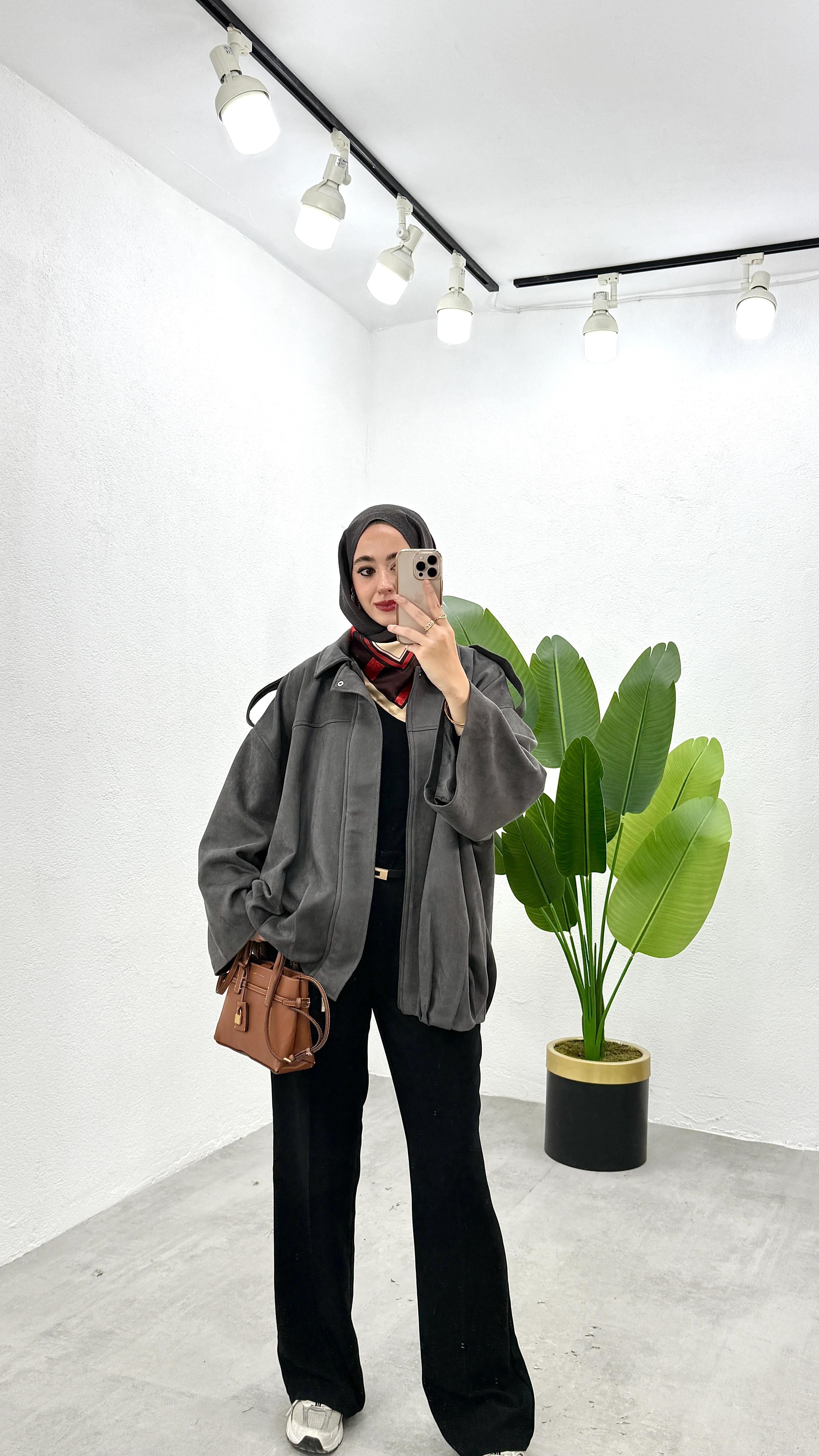 Bomber Süet Ceket - Gri