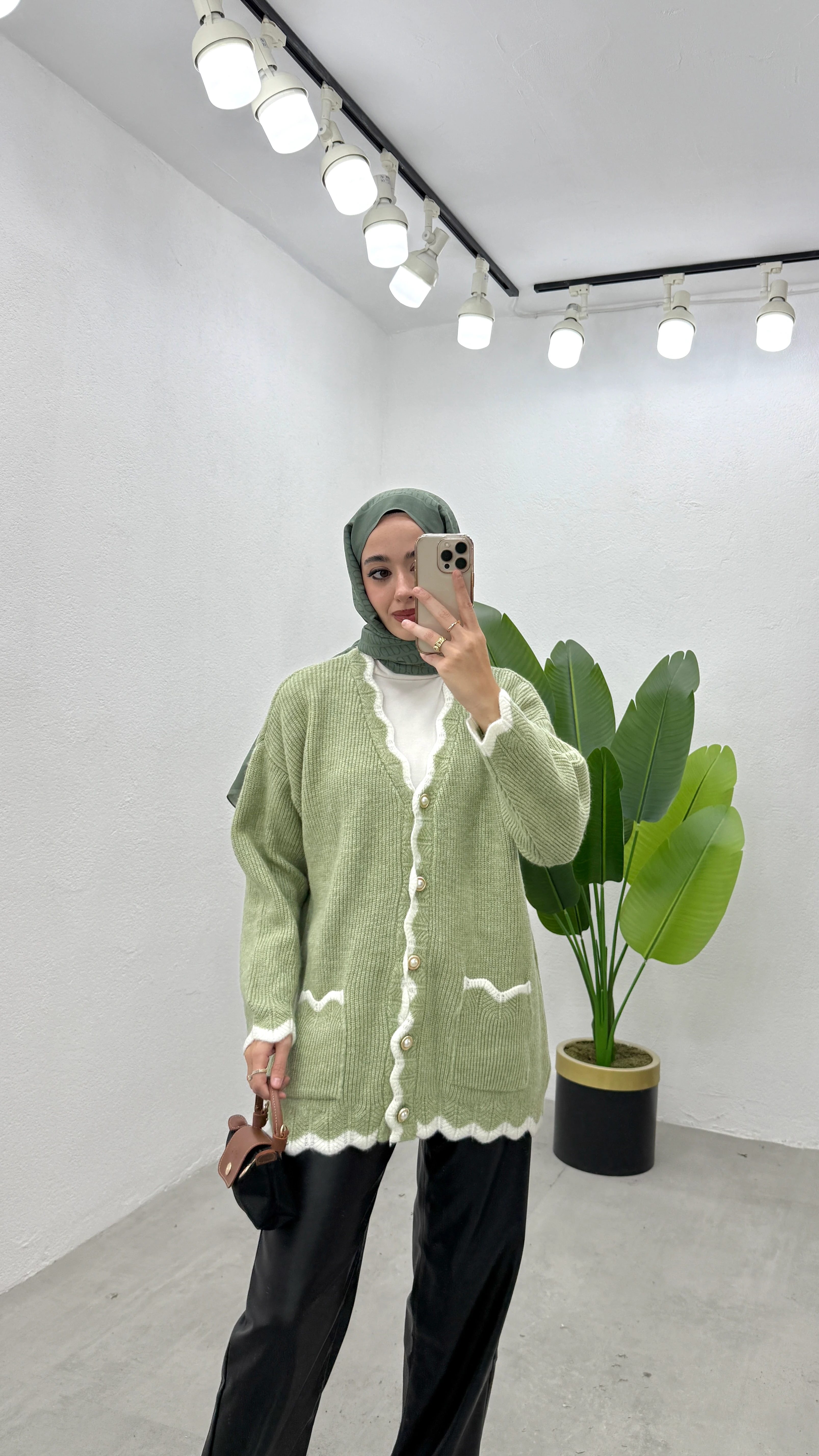 Çift Renk Hırka - Mint