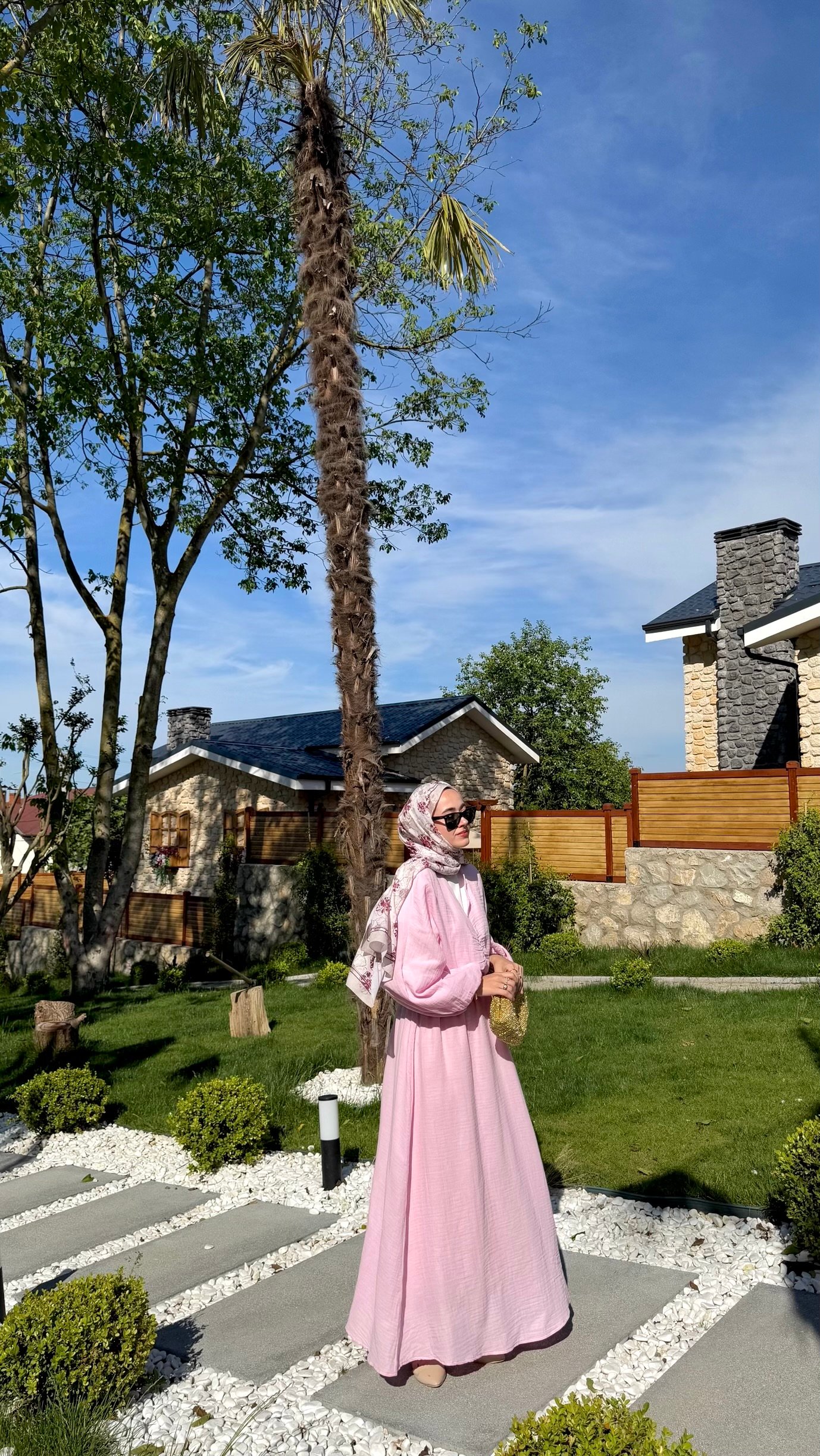 Müslin Oversize Elbise - Pembe