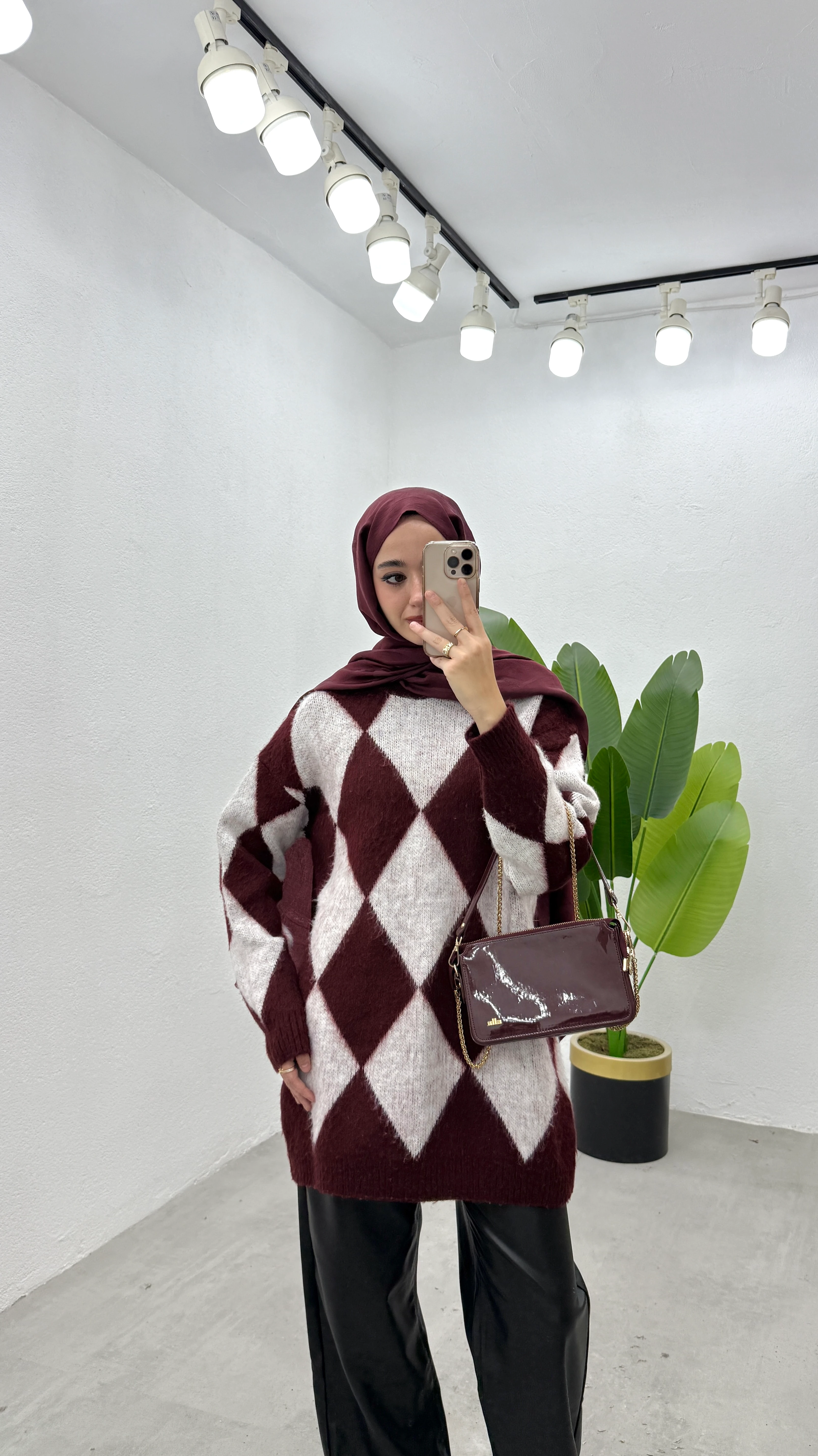 Baklava Desen Kazak - Bordo