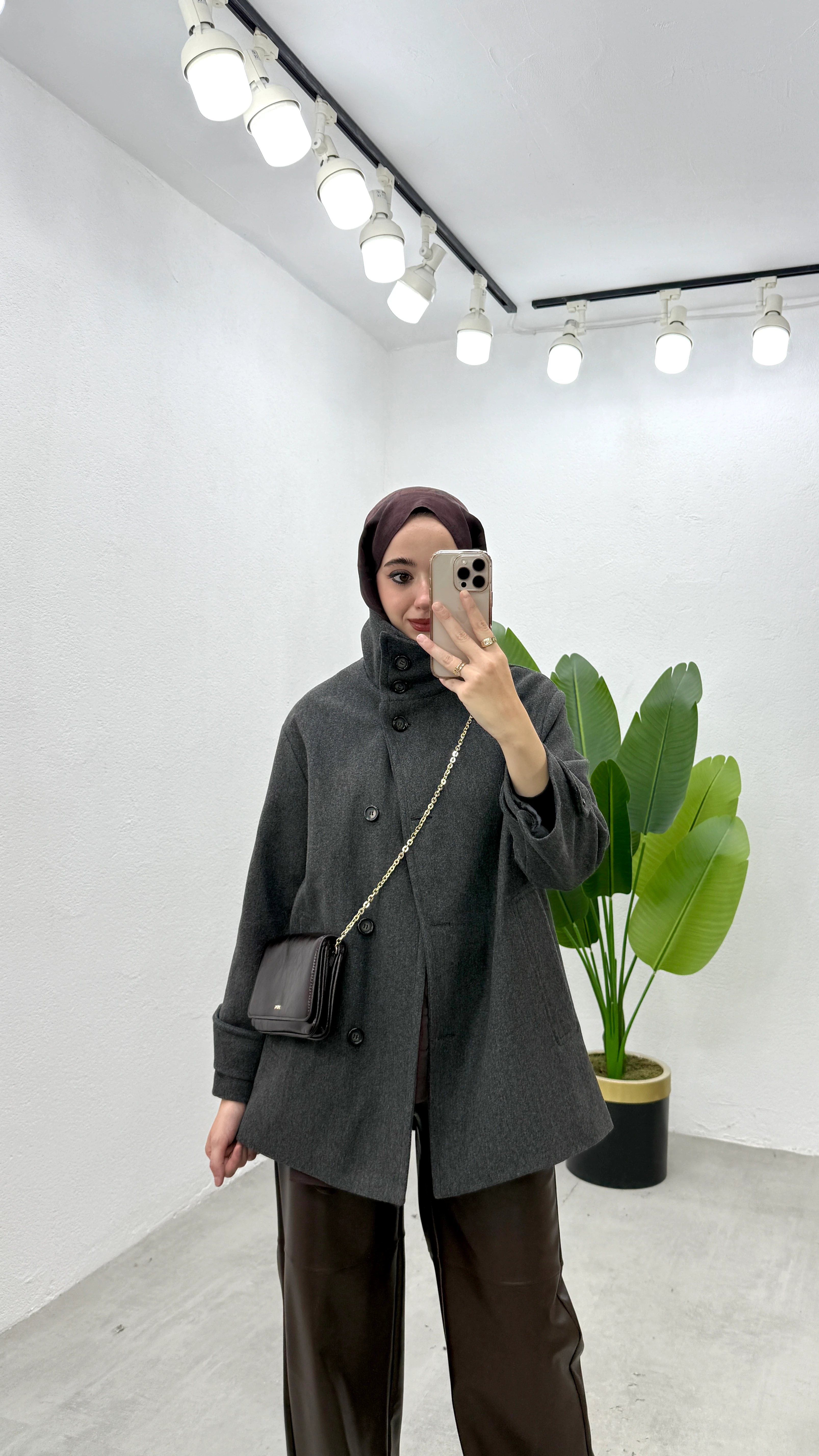 Dik Yaka Kaşe Kaban - Antrasit