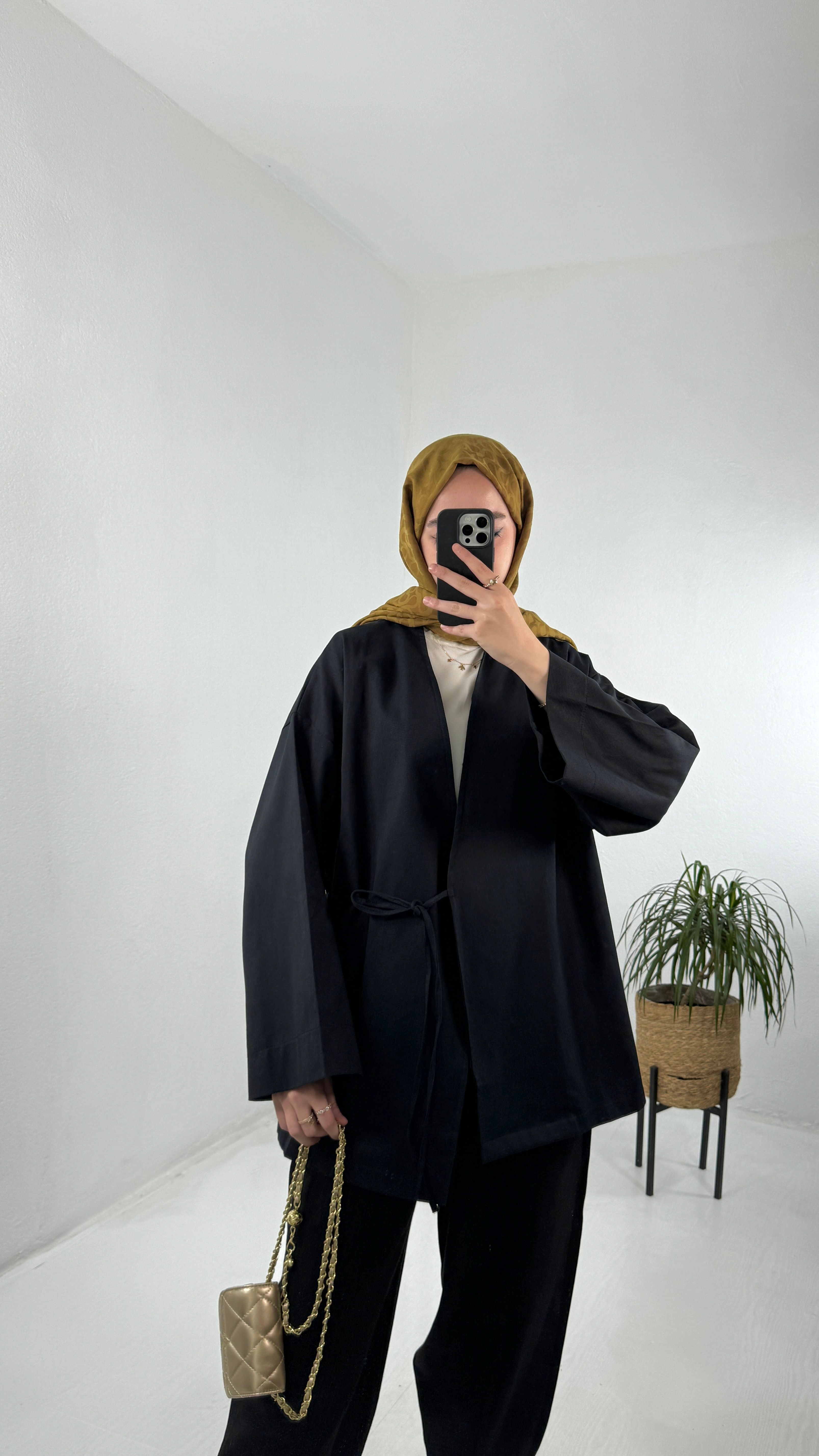 Gabardin Kimono - Siyah
