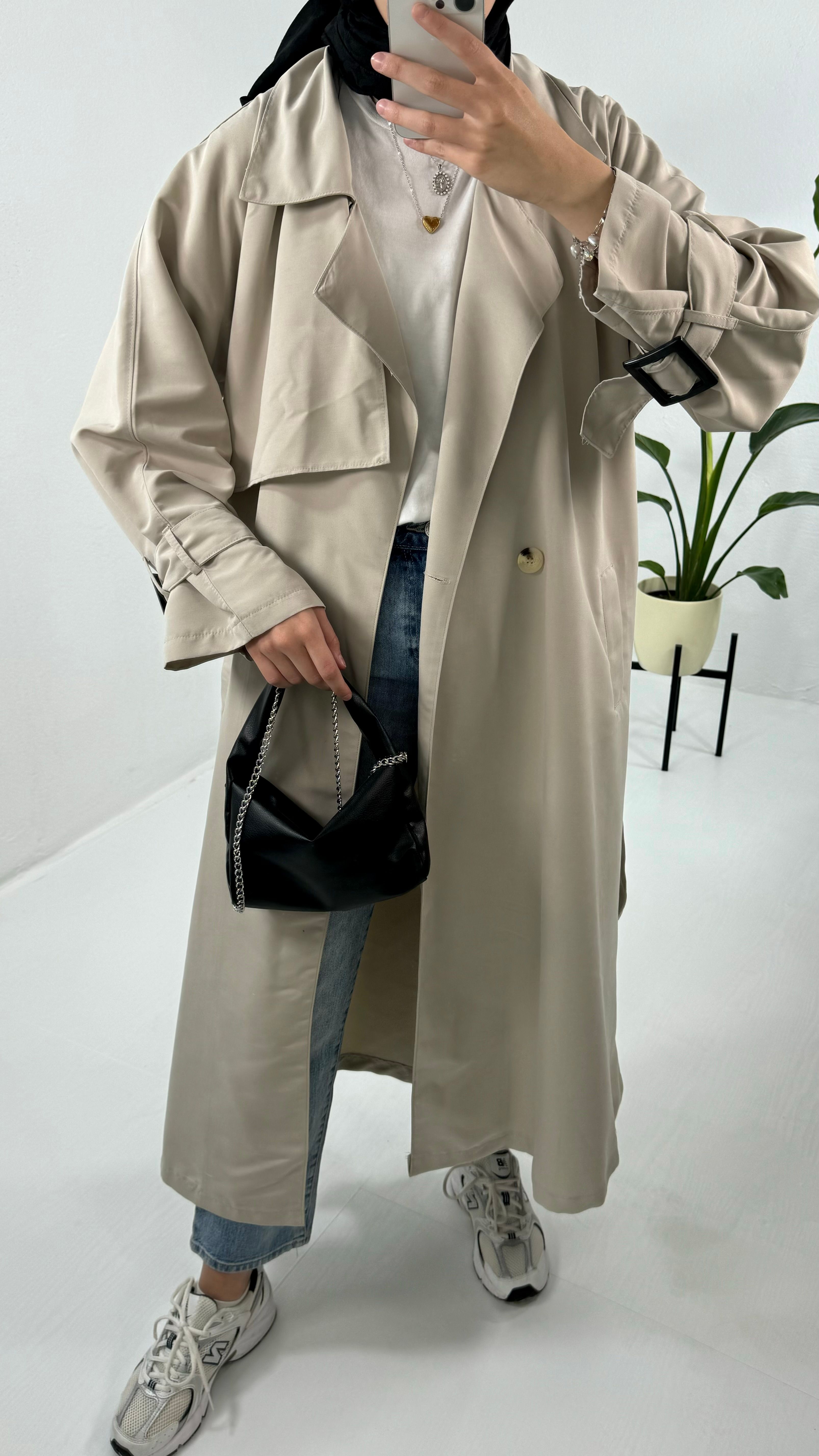 Oversize Trençkot - Taş