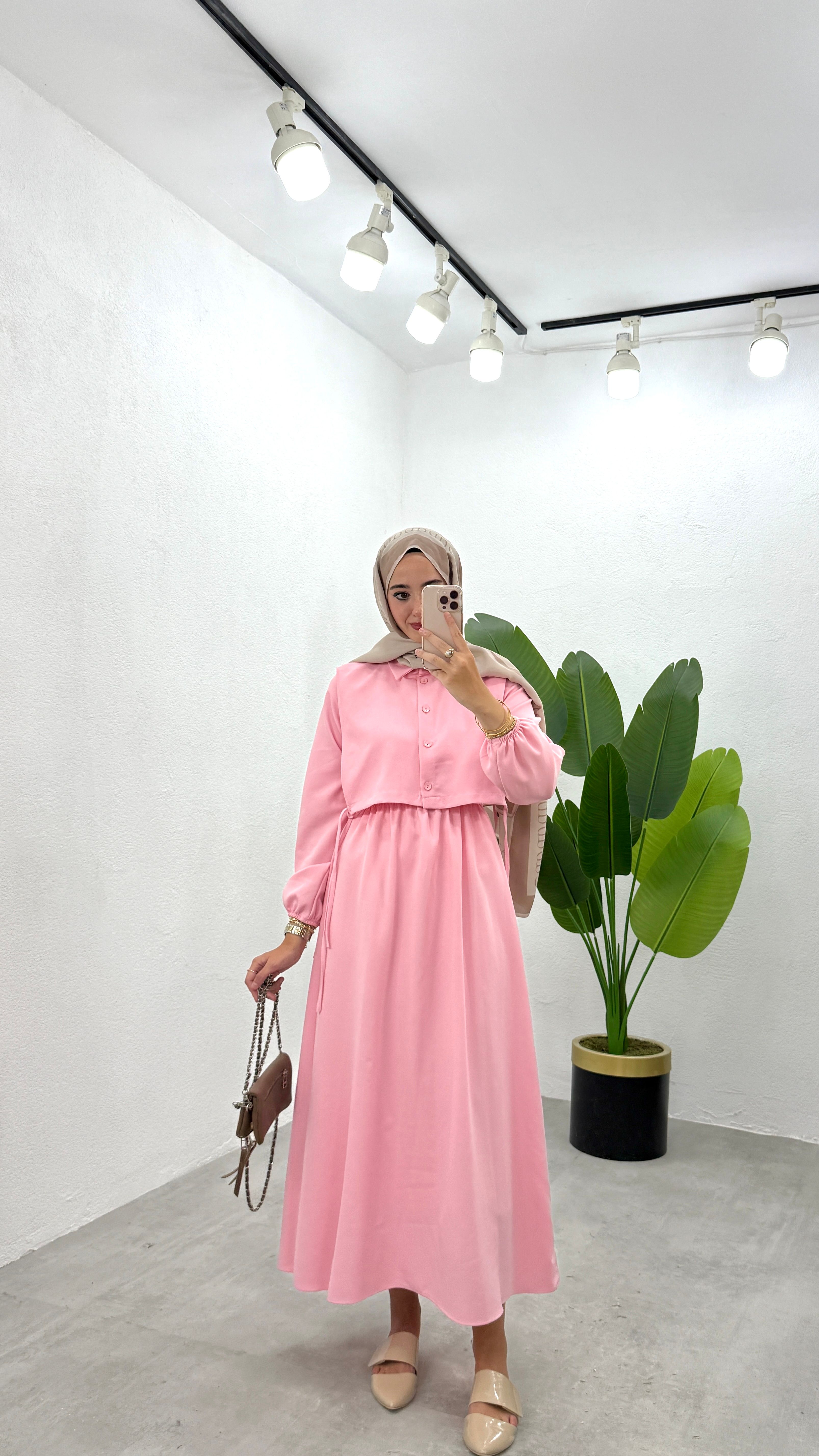 İkili Bolero Elbise - Pembe